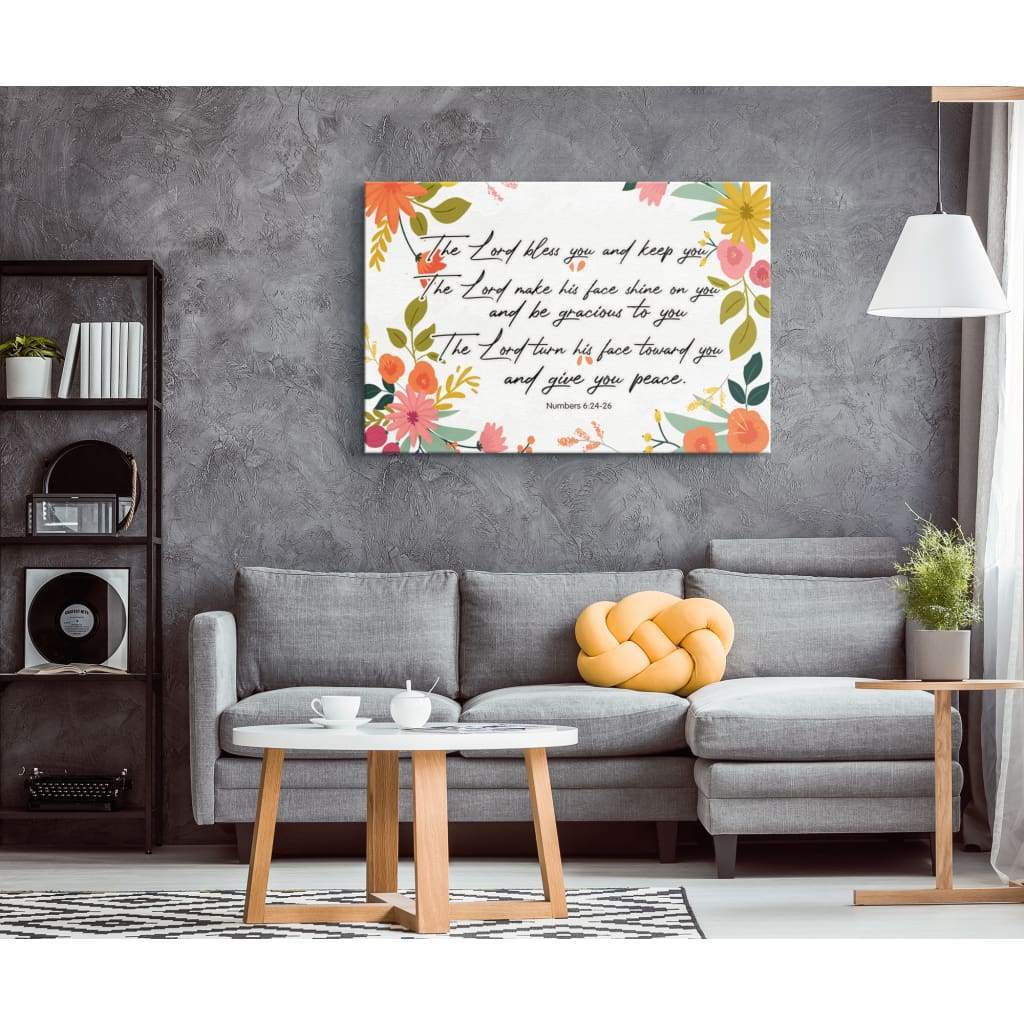 Bible Verse Wall Art Numbers 624-26 The Lord Bless You And Keep You Canvas Print – Religious Wall Decor