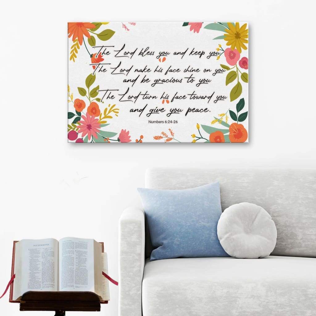 Bible Verse Wall Art Numbers 624-26 The Lord Bless You And Keep You Canvas Print – Religious Wall Decor