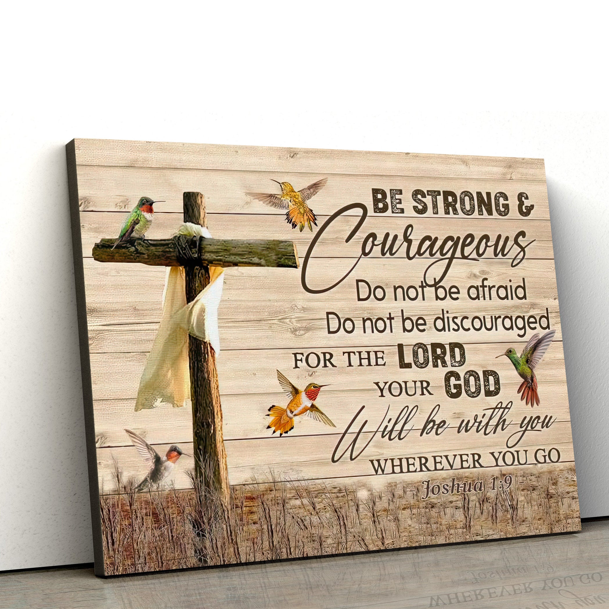 Bible Verse Wall Decor Joshua 19 Be Strong And Courageous Art Canvas