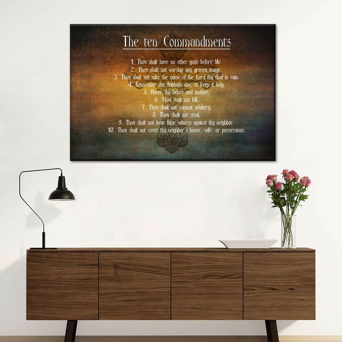 Bible’s Ten Commandments Canvas Wall Art – Christian Canvas Wall Art – Religious Wall Art Canvas