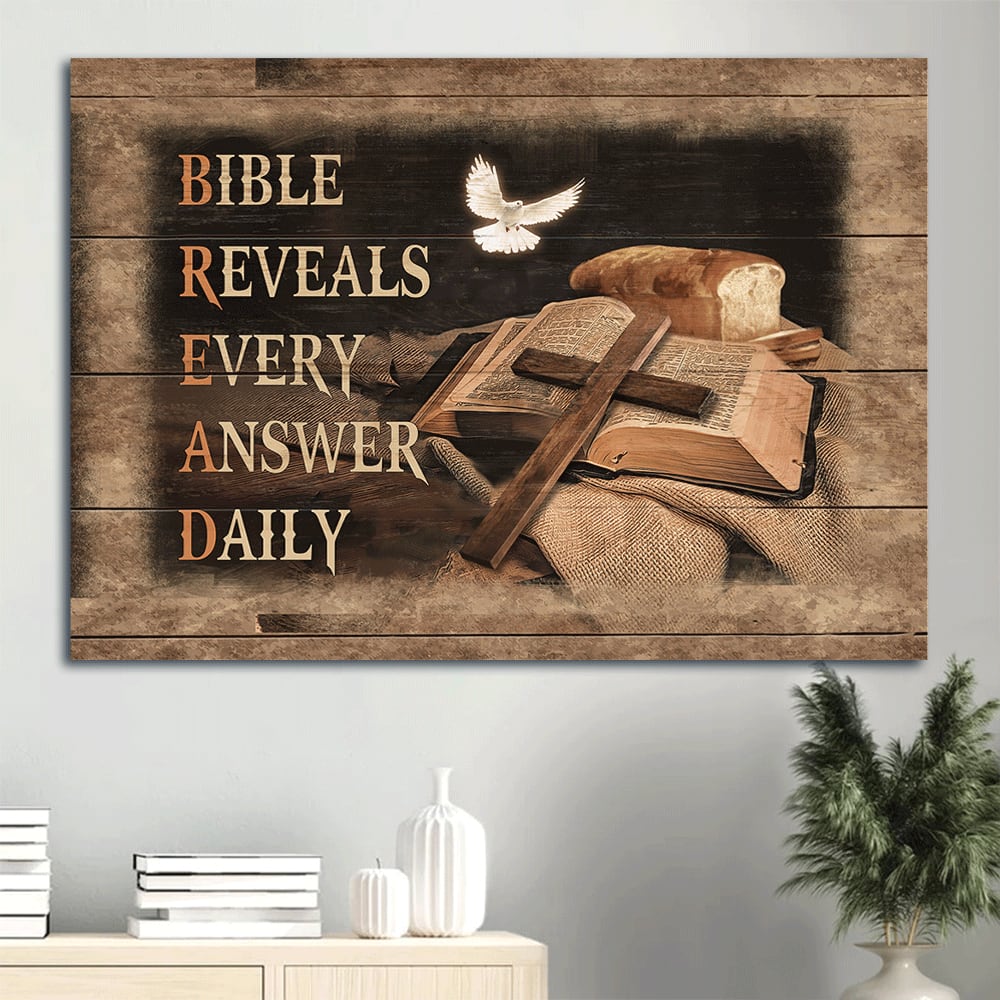 Big Cross Bible Painting White Dove Bible Reveals Every Answer Daily Canvas Wall Art – Christian Wall Decor