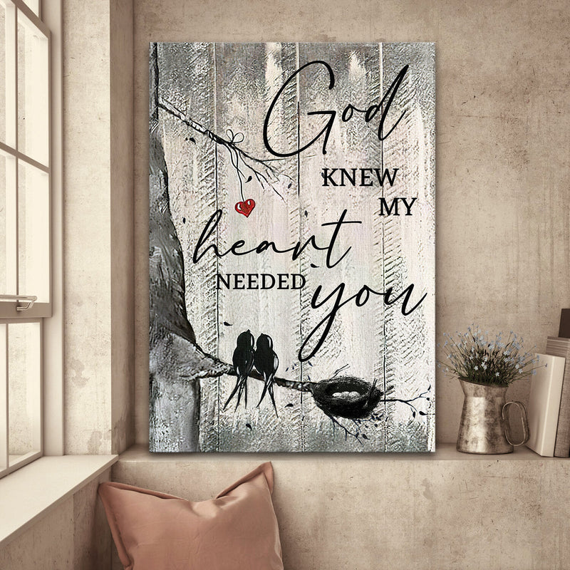 Bird Painting Old Tree God Knew My Heart Needed You Canvas Wall Art – Christian Poster – Religious Wall Decor