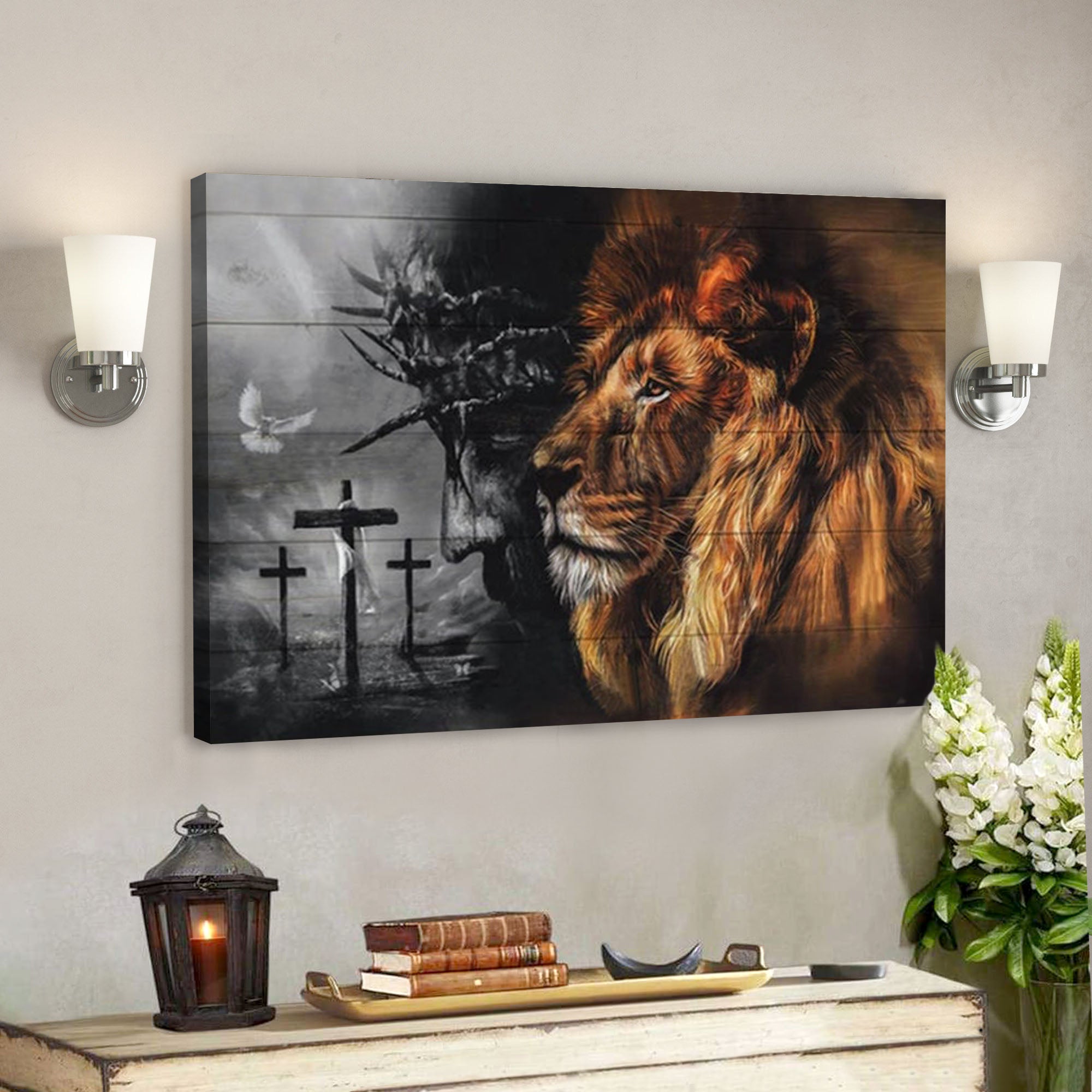 Black And White Jesus – Lion Of Judah Canvas – Bible Verse Canvas Wall Art – Scripture Canvas