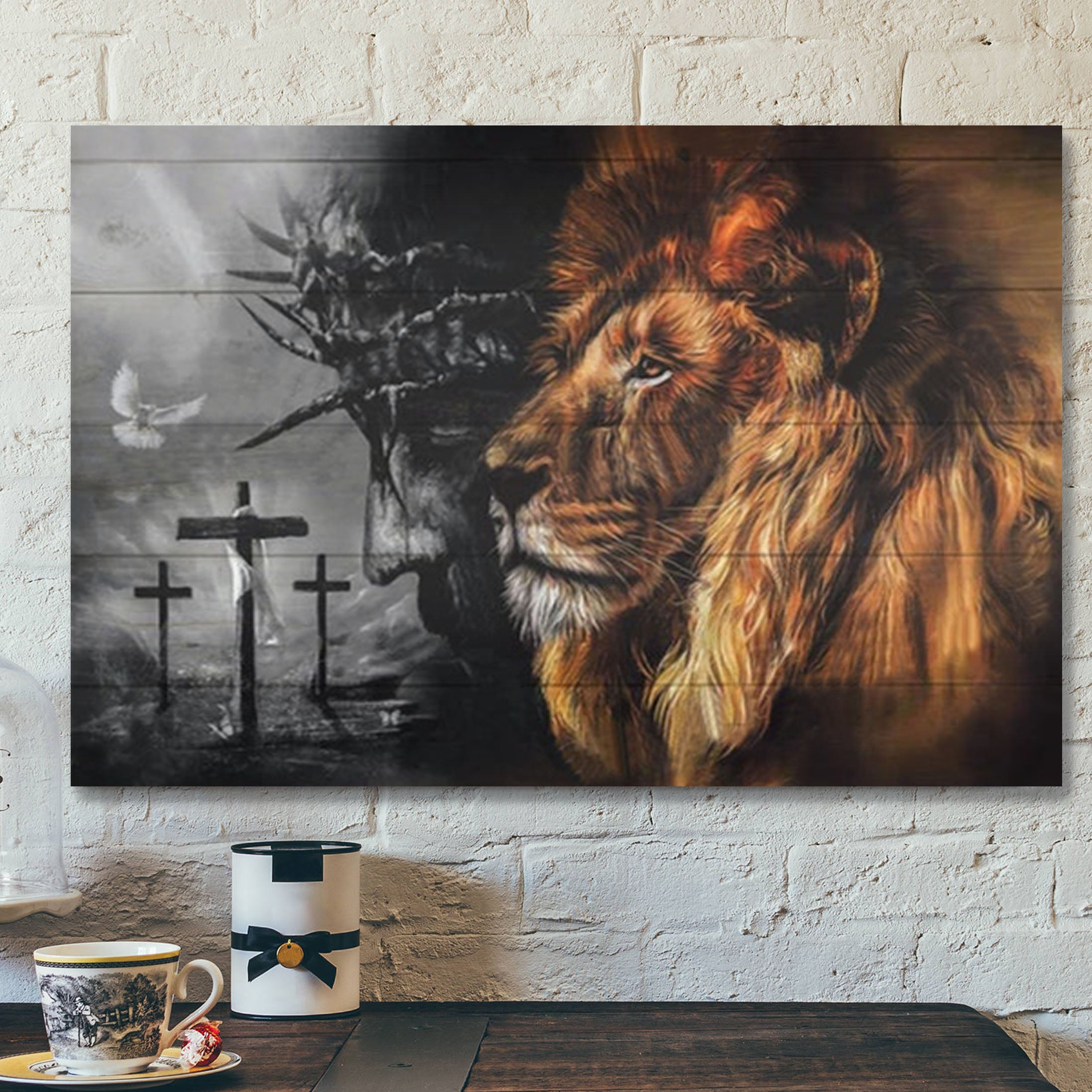 Black And White Jesus – Lion Of Judah Canvas – Bible Verse Canvas Wall Art – Scripture Canvas