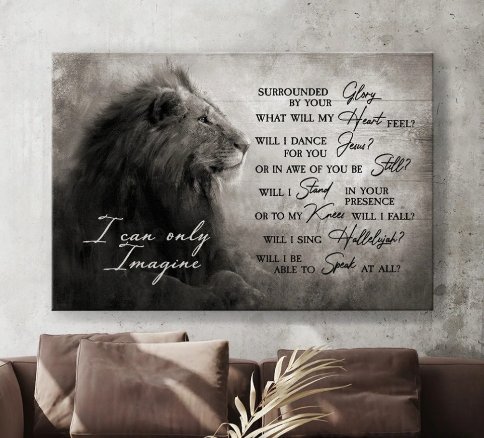 Black And White Lion I Can Only Imagine Canvas Wall Art – Christian Poster – Religious Wall Decor