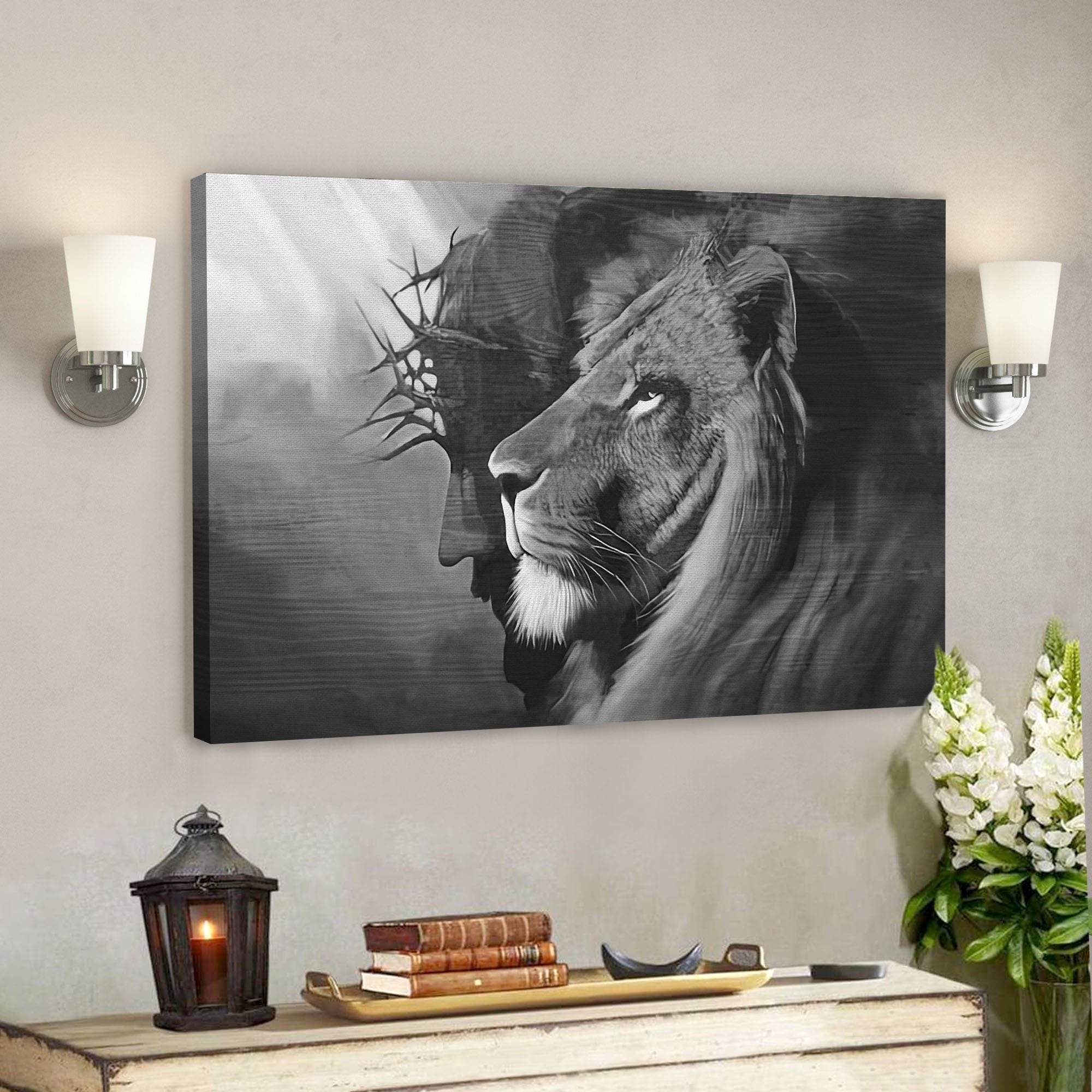 Black The Lion Of Judah Canvas Wall Art – Jesus And Lion Canvas Print