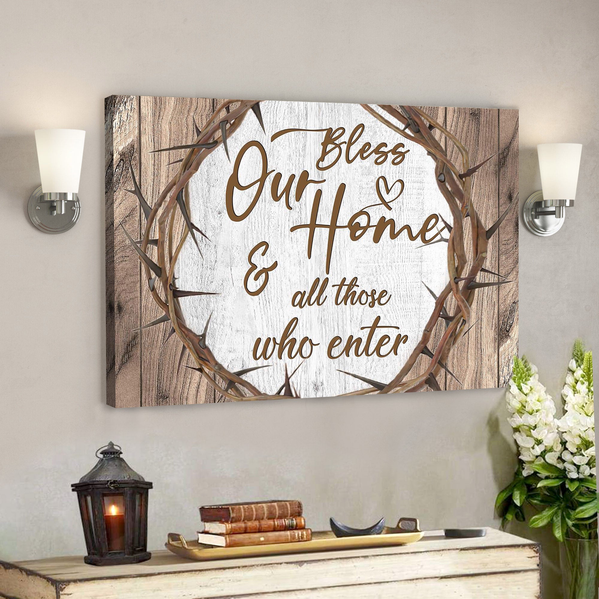 Bless Our Home And All Those Who Enter – Bible Verse Canvas – Scripture Canvas Wall Art