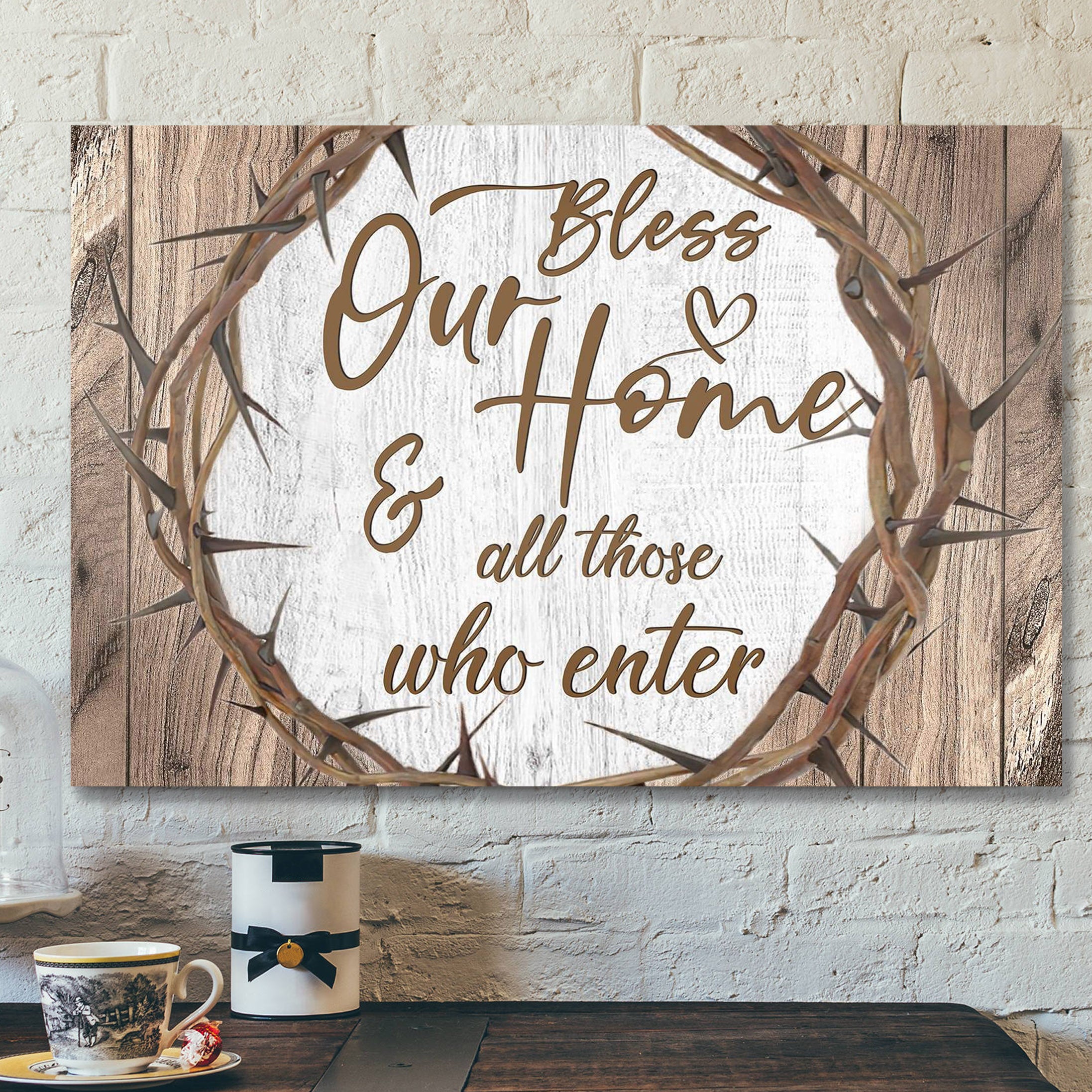 Bless Our Home And All Those Who Enter – Bible Verse Canvas – Scripture Canvas Wall Art