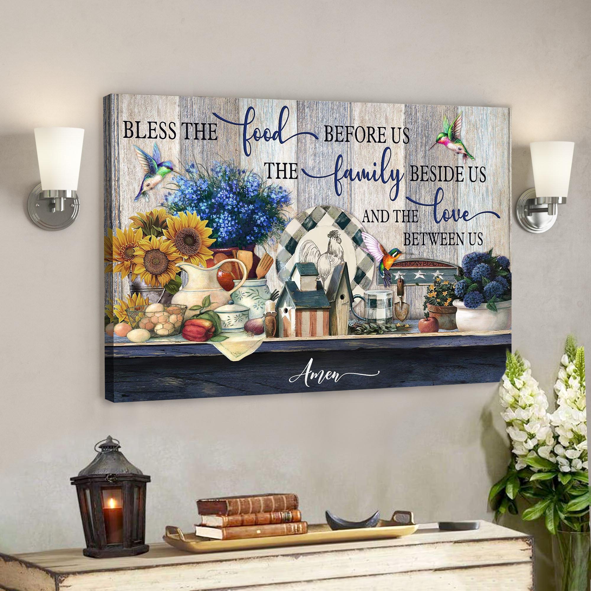 Bless The Food Before Us And The Love Between Us Canvas Wall Art – Bible Verse Canvas – Scripture Canvas Wall Art