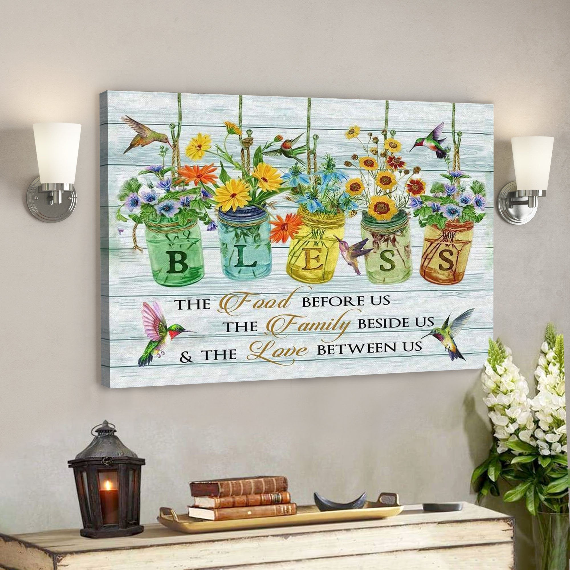 Bless The Food Before Us Canvas Wall Art – Christian Poster