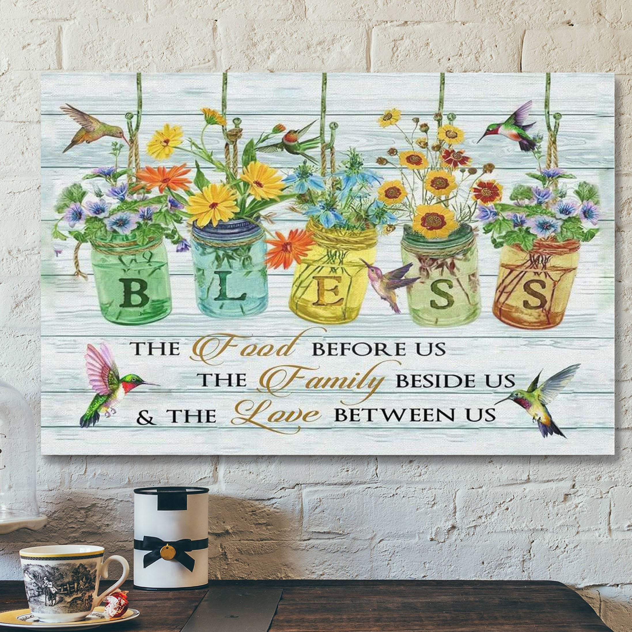 Bless The Food Before Us Canvas Wall Art – Christian Poster