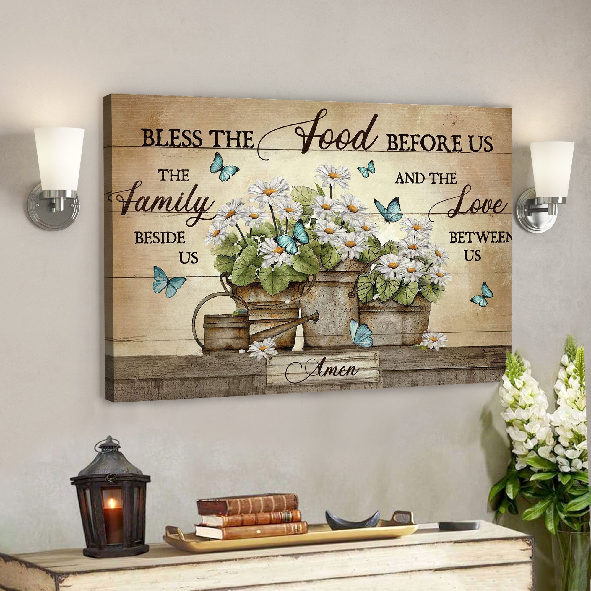 Bless The Food Before Us The Family Beside Us – Bible Verse Canvas – Scripture Canvas Wall Art