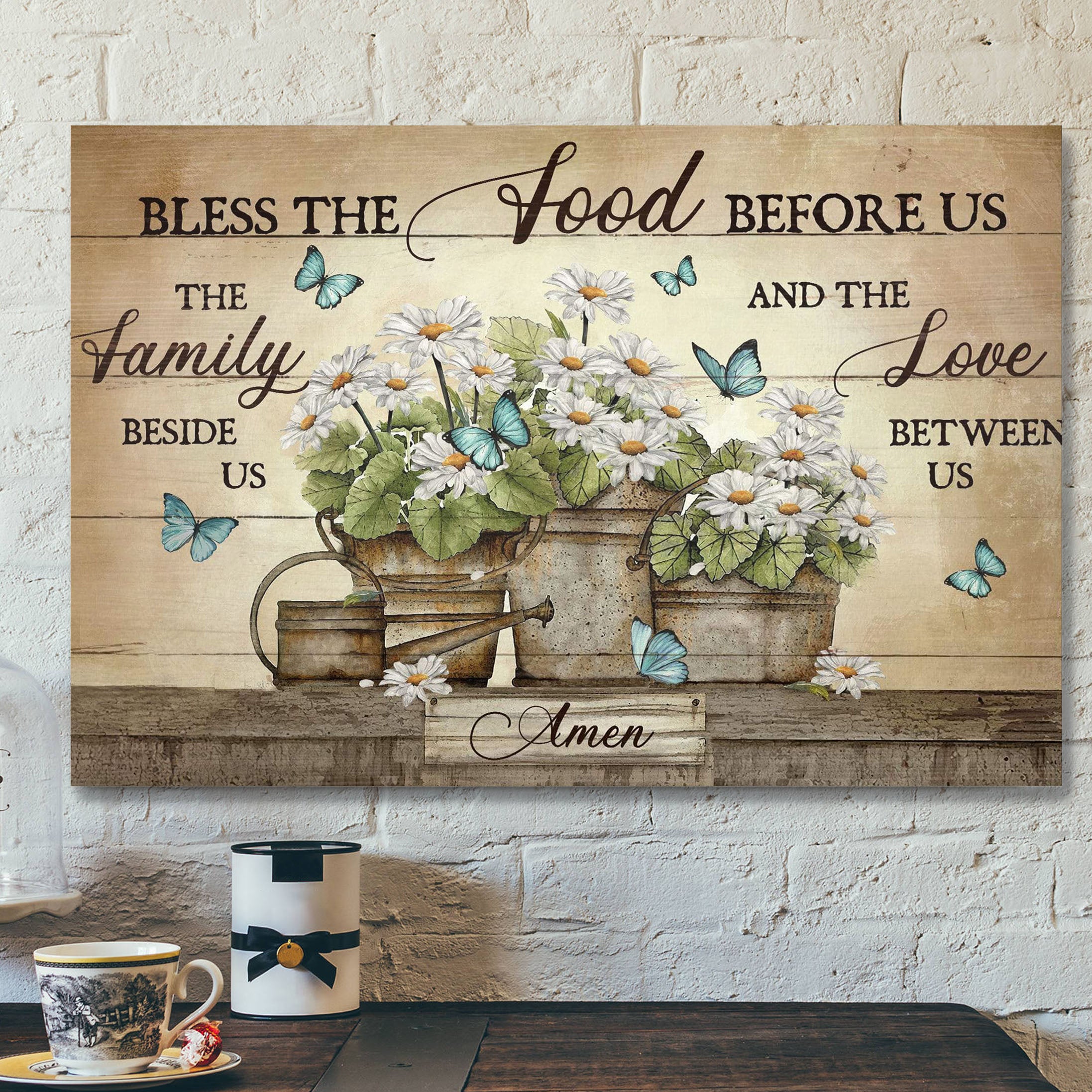 Bless The Food Before Us The Family Beside Us – Bible Verse Canvas – Scripture Canvas Wall Art