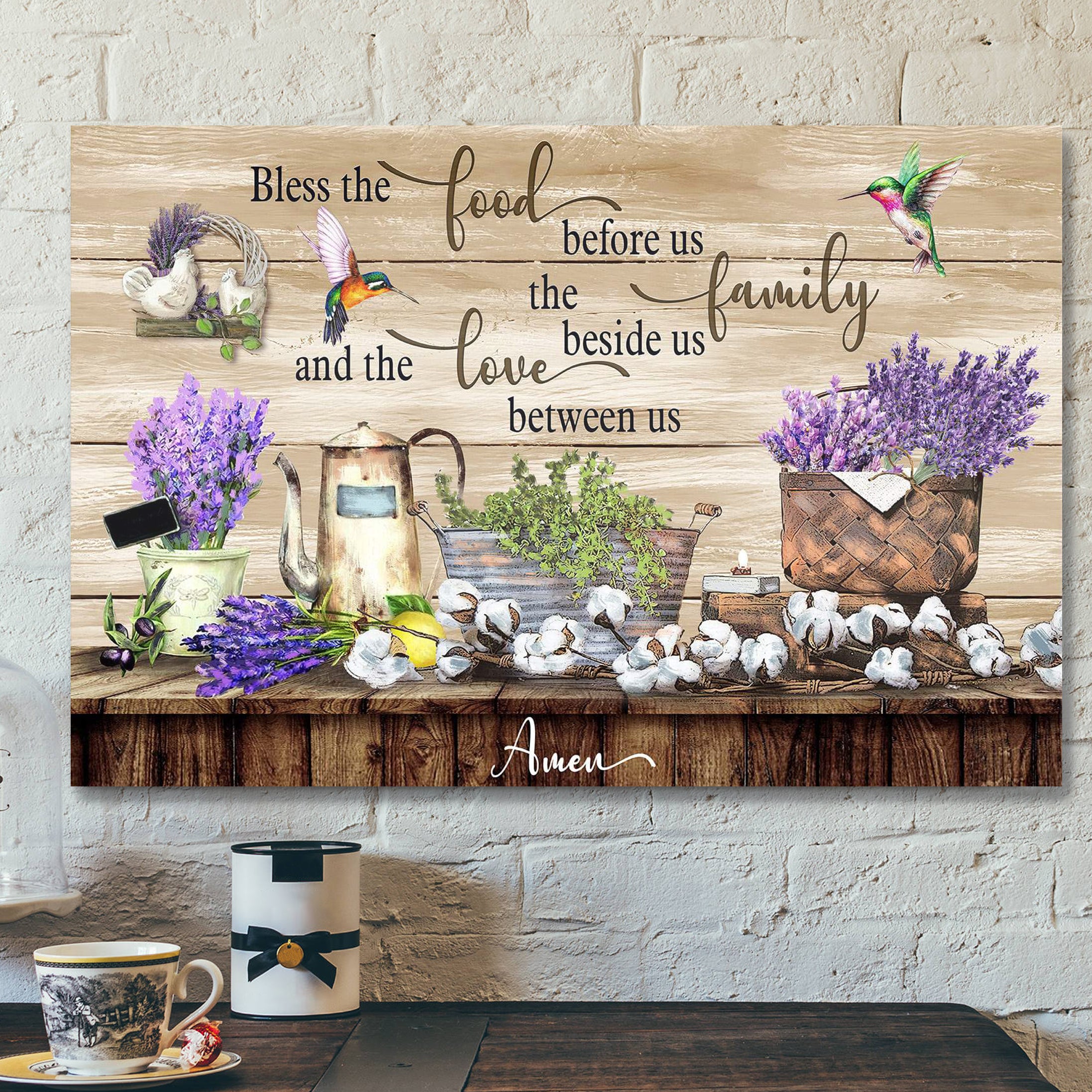 Bless The Food Before Us The Family Beside Us Canvas Wall Art – Bible Verse Canvas – Scripture Canvas Wall Art