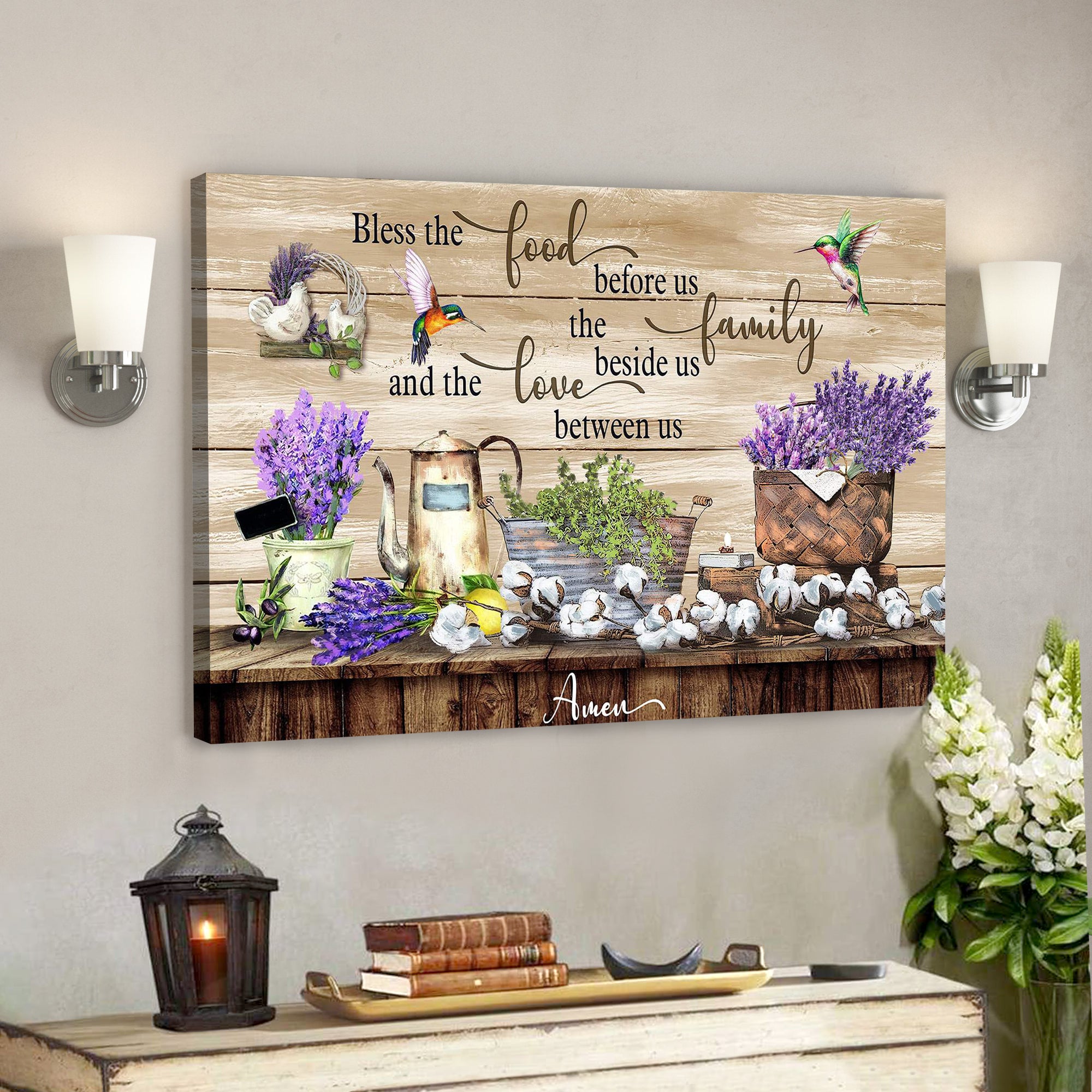 Bless The Food Before Us The Family Beside Us Canvas Wall Art – Bible Verse Canvas – Scripture Canvas Wall Art