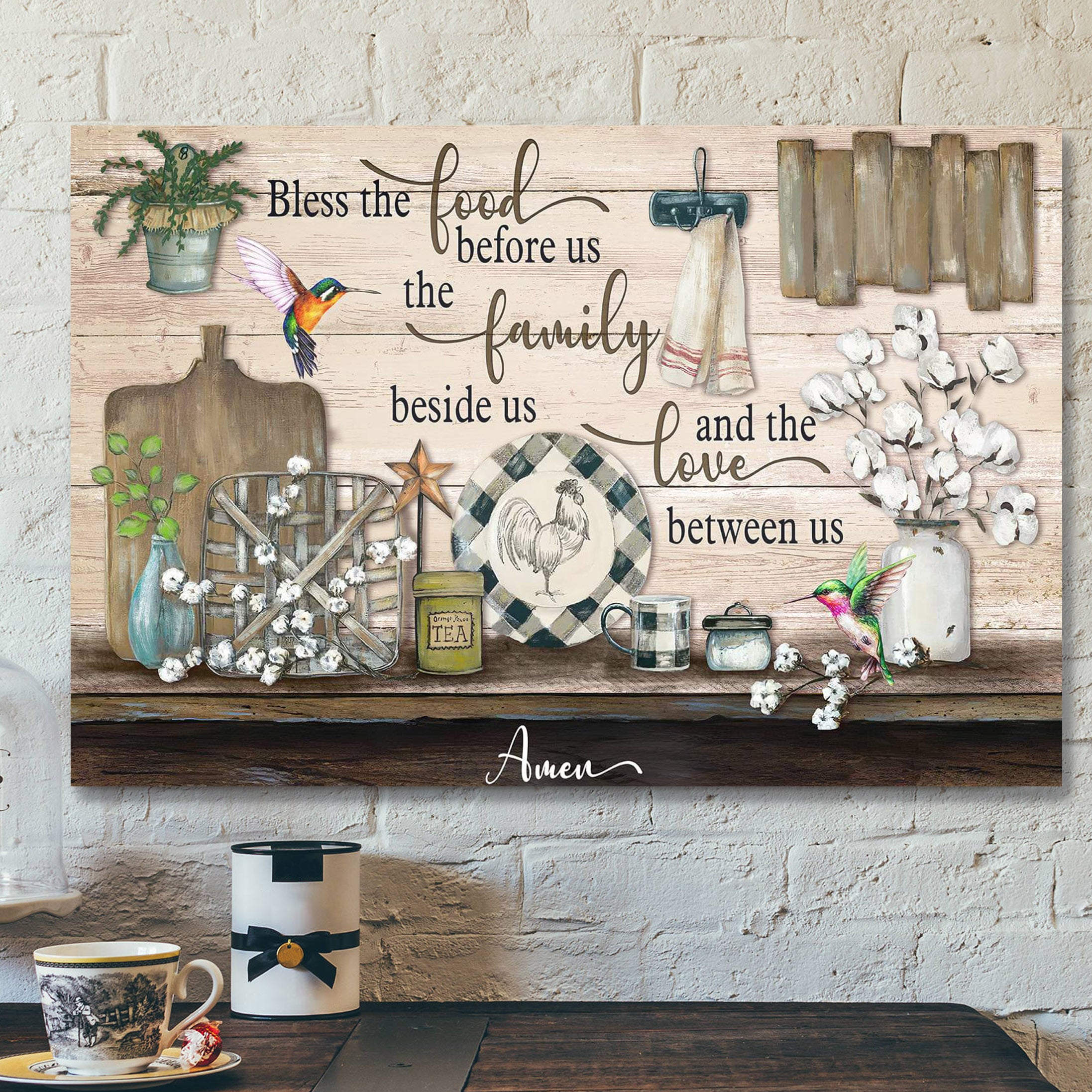 Bless The Food Before Us The Family Beside Us – The Love Between Us – Bible Verse Canvas – Scripture Canvas Wall Art