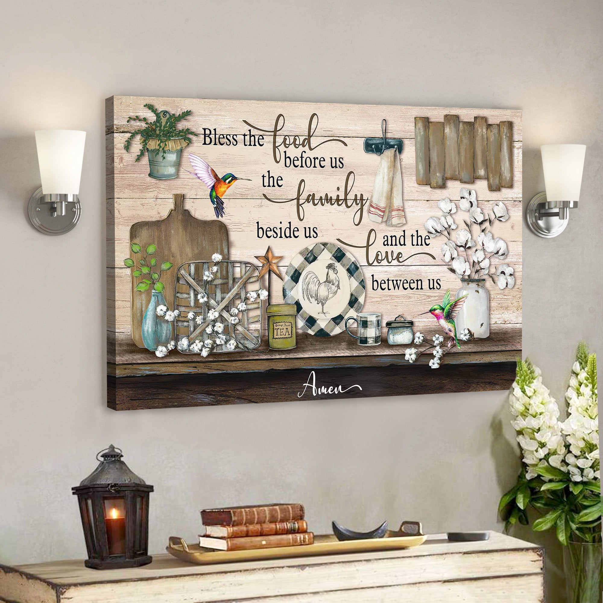 Bless The Food Before Us The Family Beside Us – The Love Between Us – Bible Verse Canvas – Scripture Canvas Wall Art