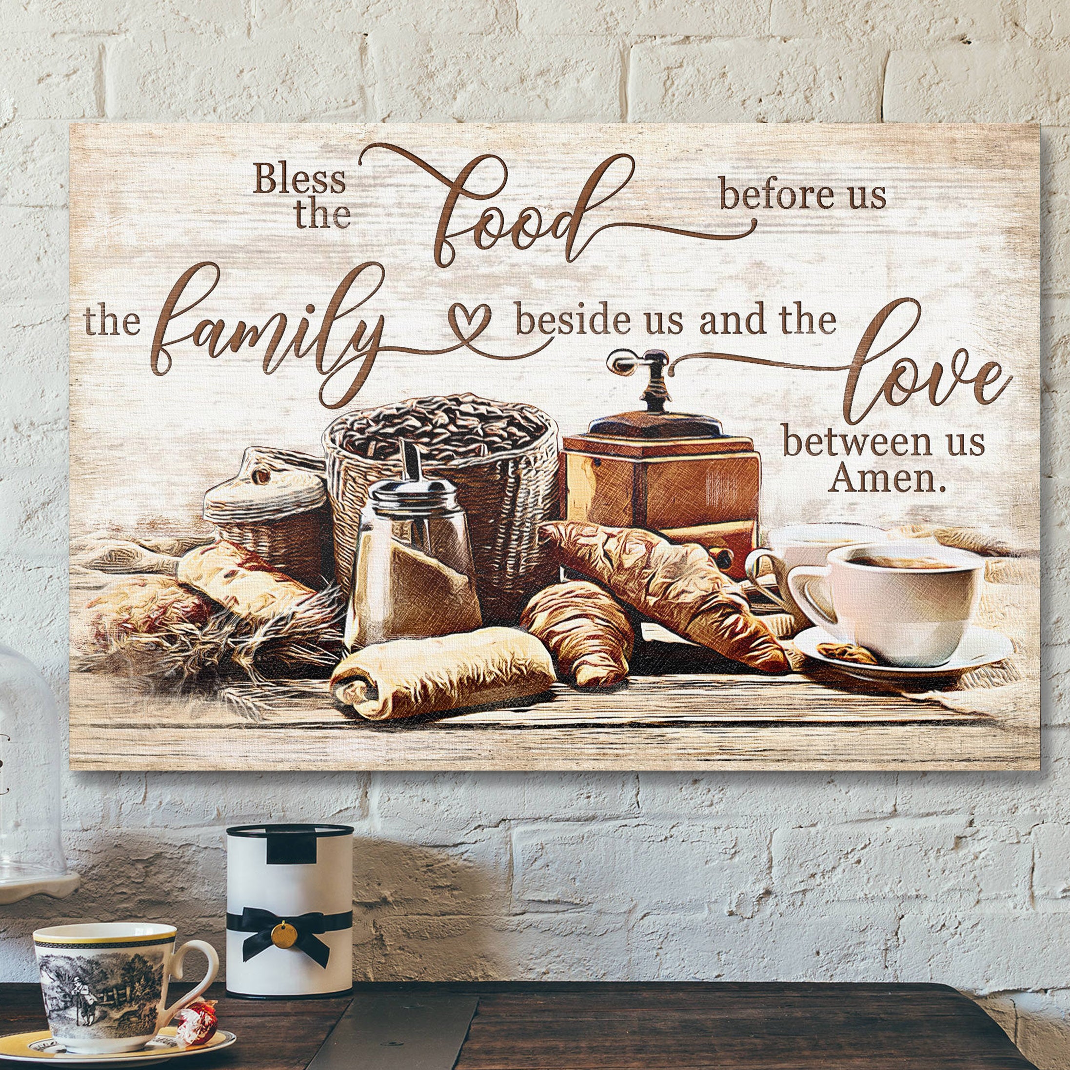 Bless The Food Before Us – The Love Between Us – Bible Verse Canvas – Scripture Canvas Wall Art