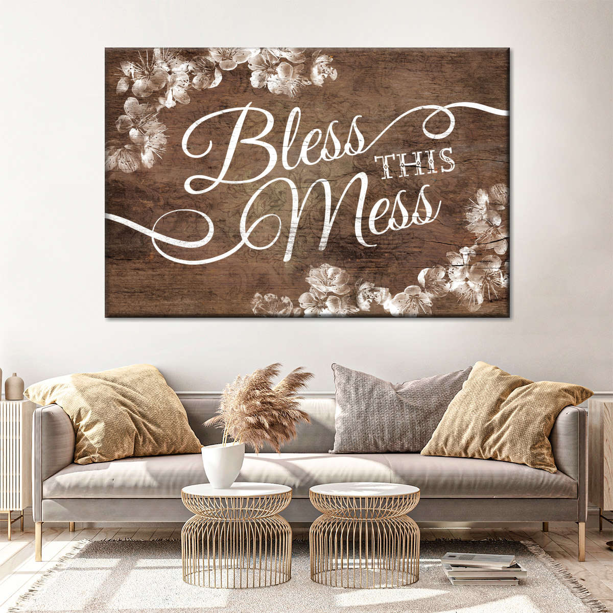 Bless This Mess Canvas Wall Art – Christian Canvas Wall Art – Religious Wall Art Canvas