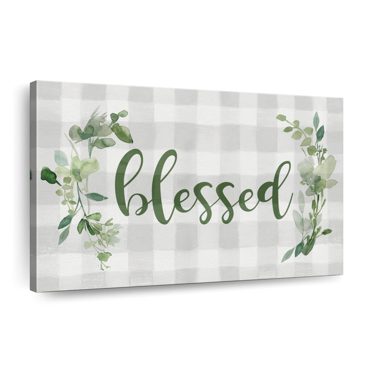 Blessed Checked Canvas Wall Art – Christian Canvas Wall Art – Religious Wall Art Canvas