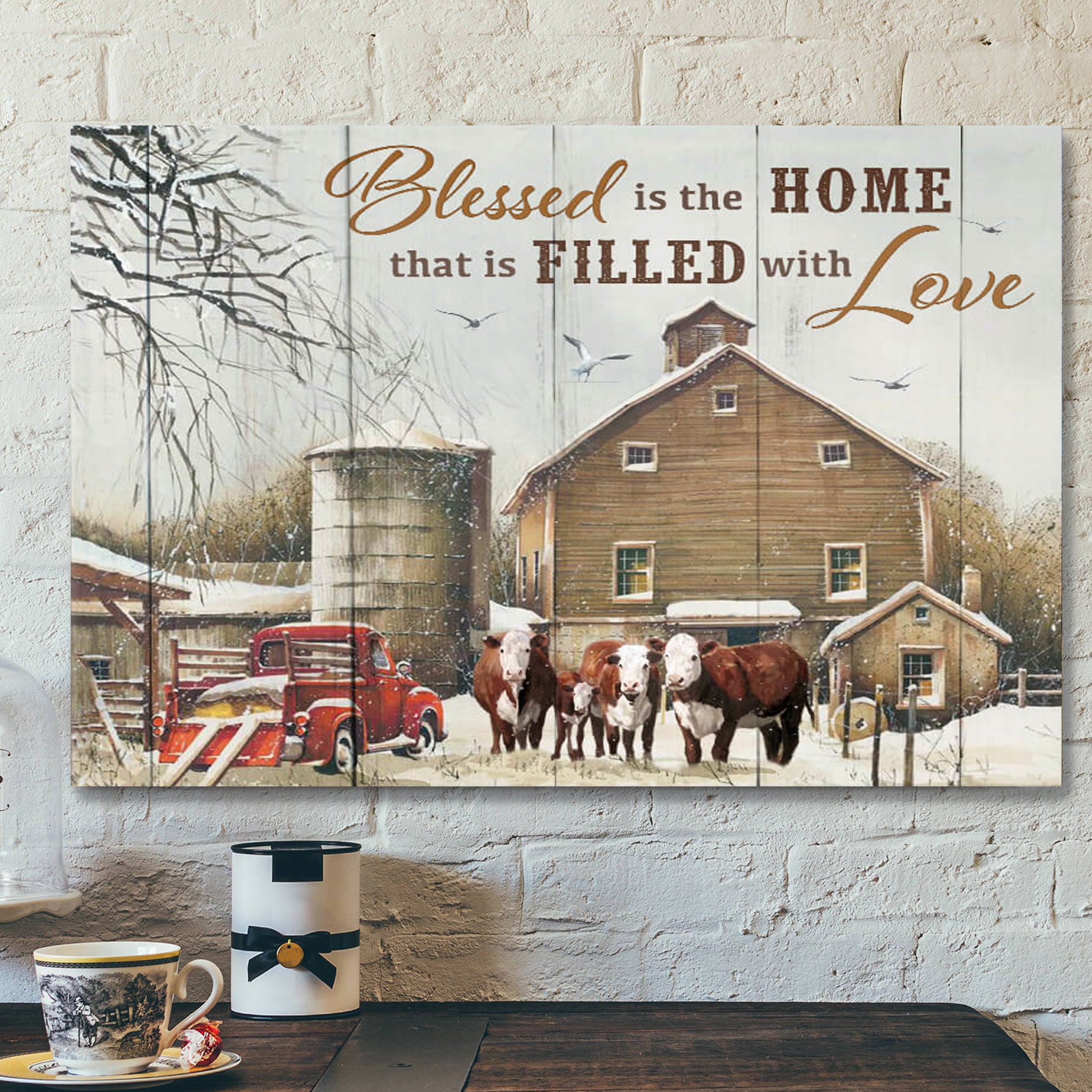 Blessed Is The Home Cow Canvas – Bible Verse Canvas – Scripture Canvas Wall Art