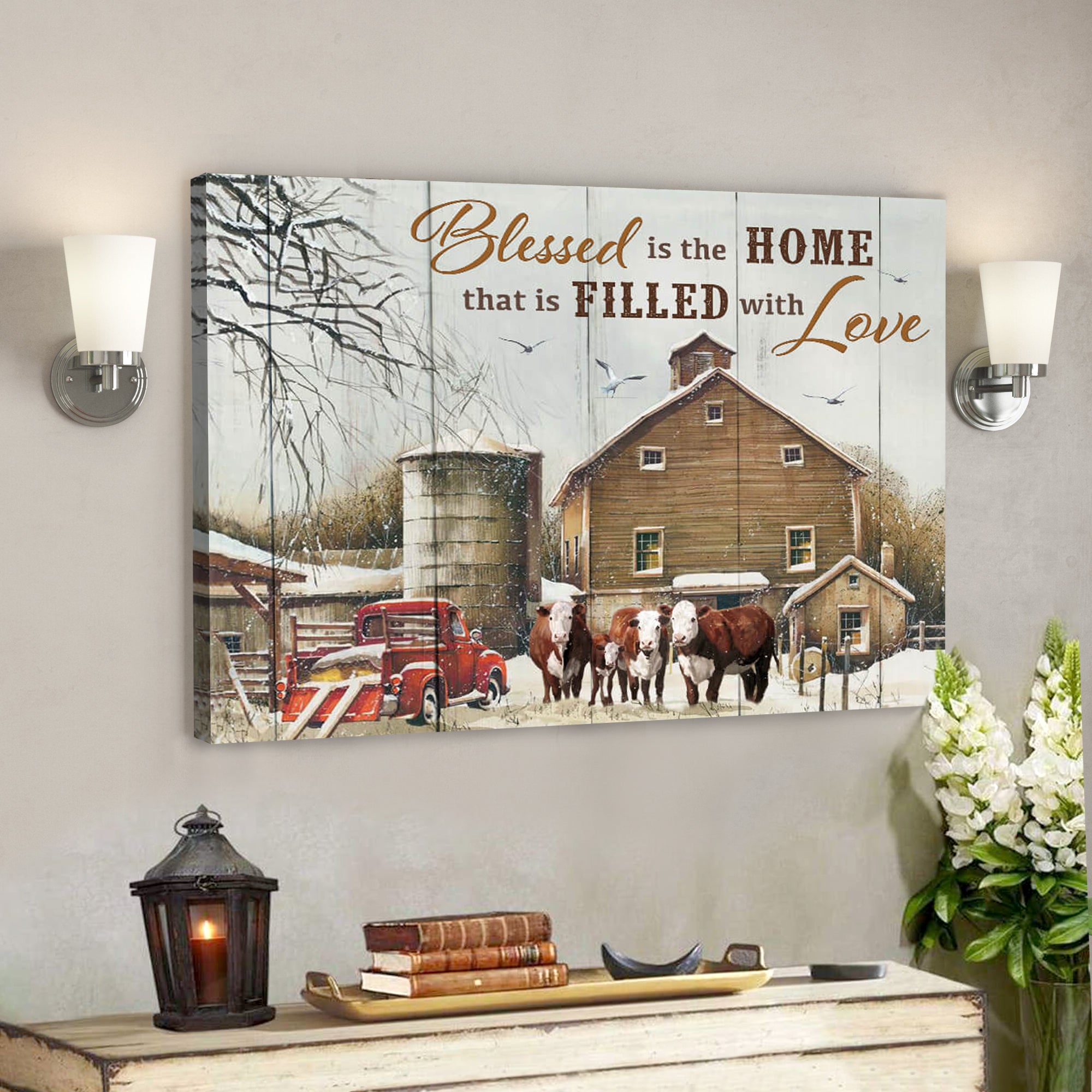 Blessed Is The Home Cow Canvas – Bible Verse Canvas – Scripture Canvas Wall Art