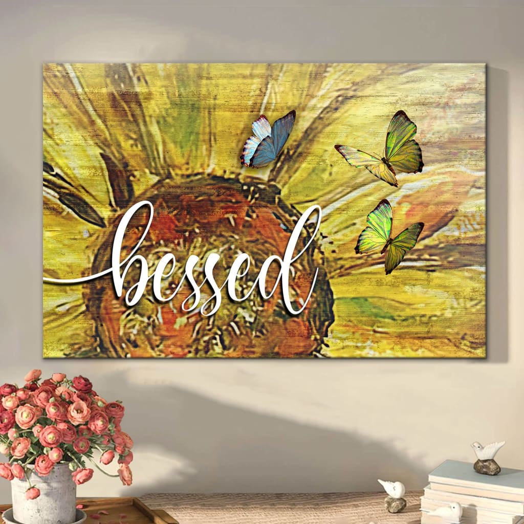 Blessed Sunflower Blessed Canvas Wall Art – Christian Canvas – Faith Canvas