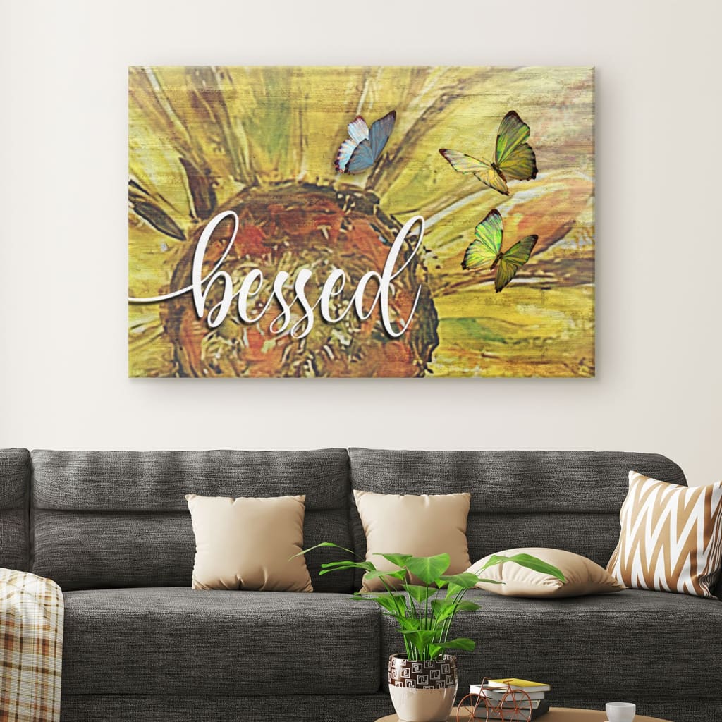 Blessed Sunflower Blessed Canvas Wall Art – Christian Canvas – Faith Canvas