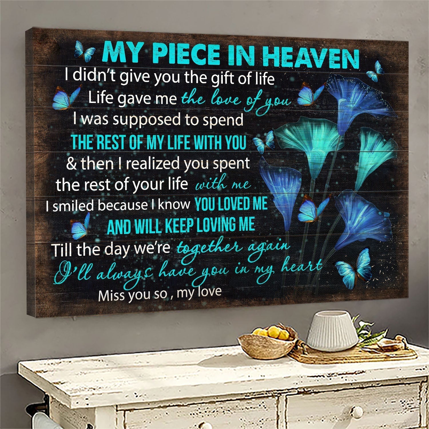 Blue Butterflies Beautiful Butterfly My Piece In Heaven Heaven Canvas Wall Art – Christian Wall Decor