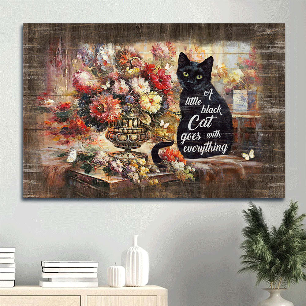 Brilliant Flower Garden Black Cat Canvas Cat Lover A Little Black Cat Goes With Everything Canvas Wall Art – Christian Wall Decor