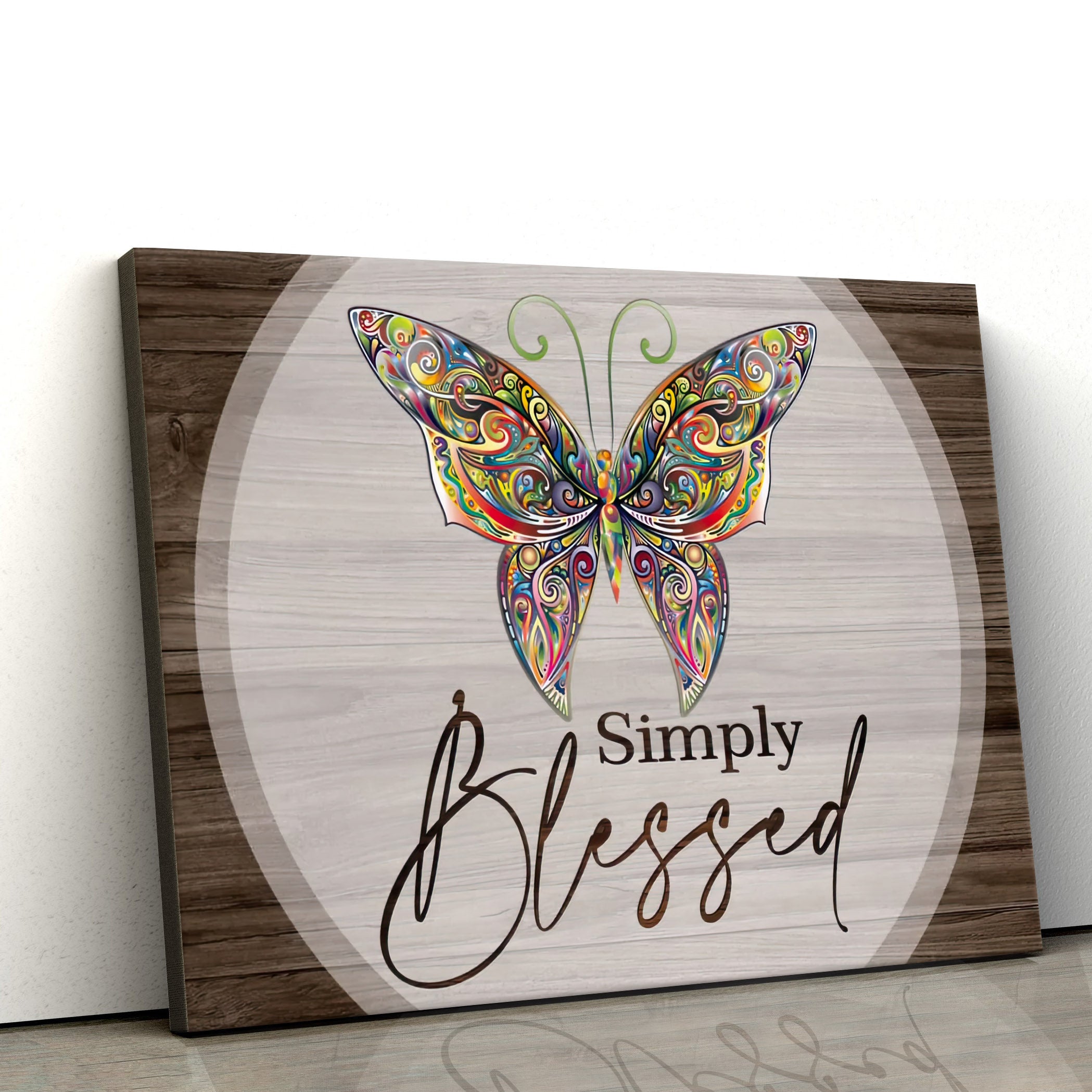 Butterflies Simply Blessed Wall Art Canvas Christian Decor – Art On Poster