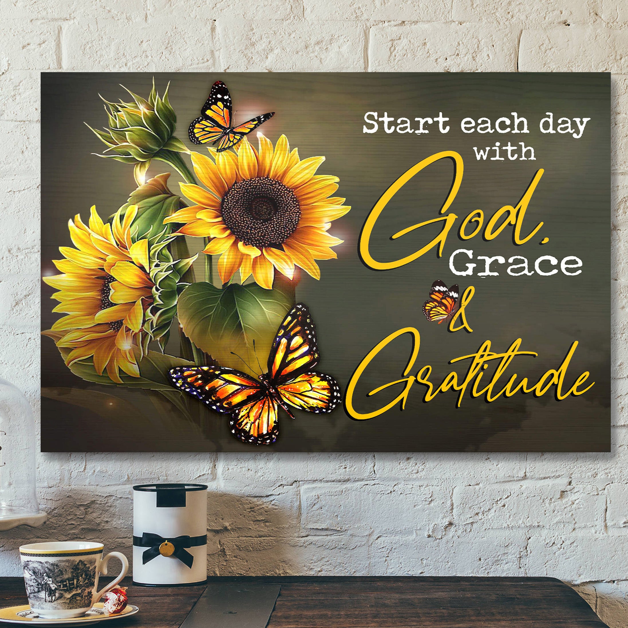 Butterfly – God Grace and Gratitude – Bible Verse Canvas – Scripture Canvas Wall Art