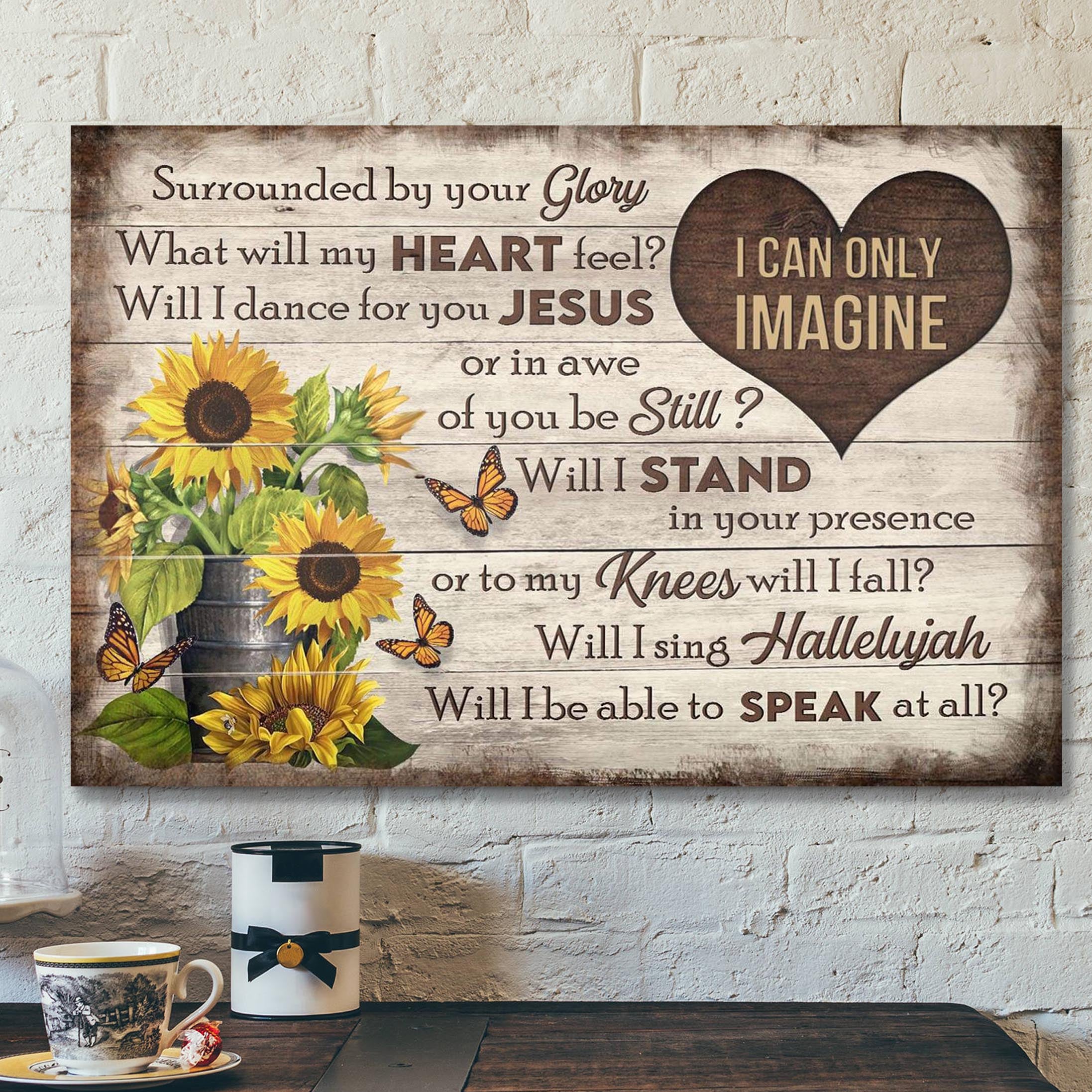 Butterfly And Sunflower – I Can Only Imagine Canvas Wall Art – Bible Verse Canvas