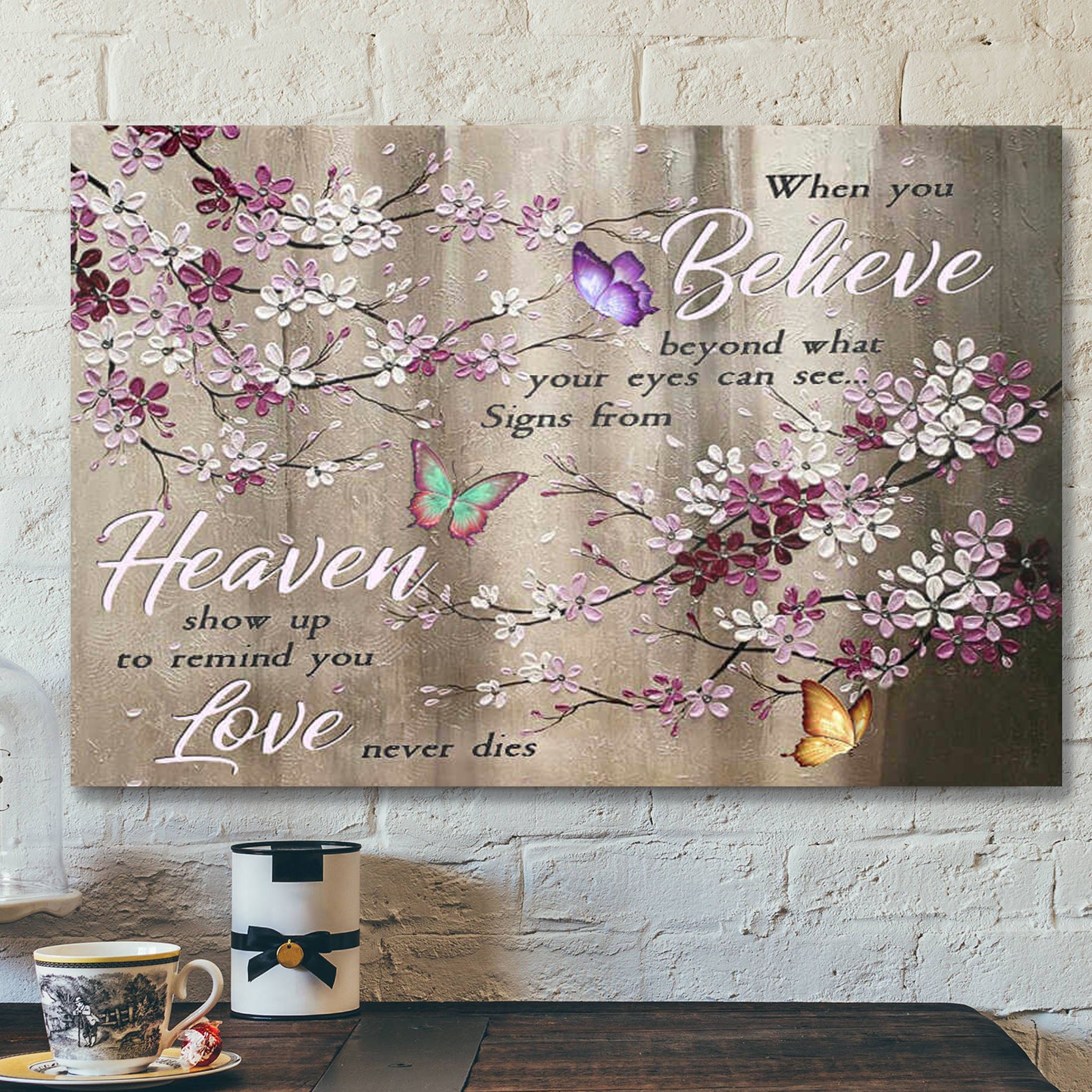 Butterfly Canvas When You Believe – Bible Verse Canvas – Scripture Canvas Wall Art