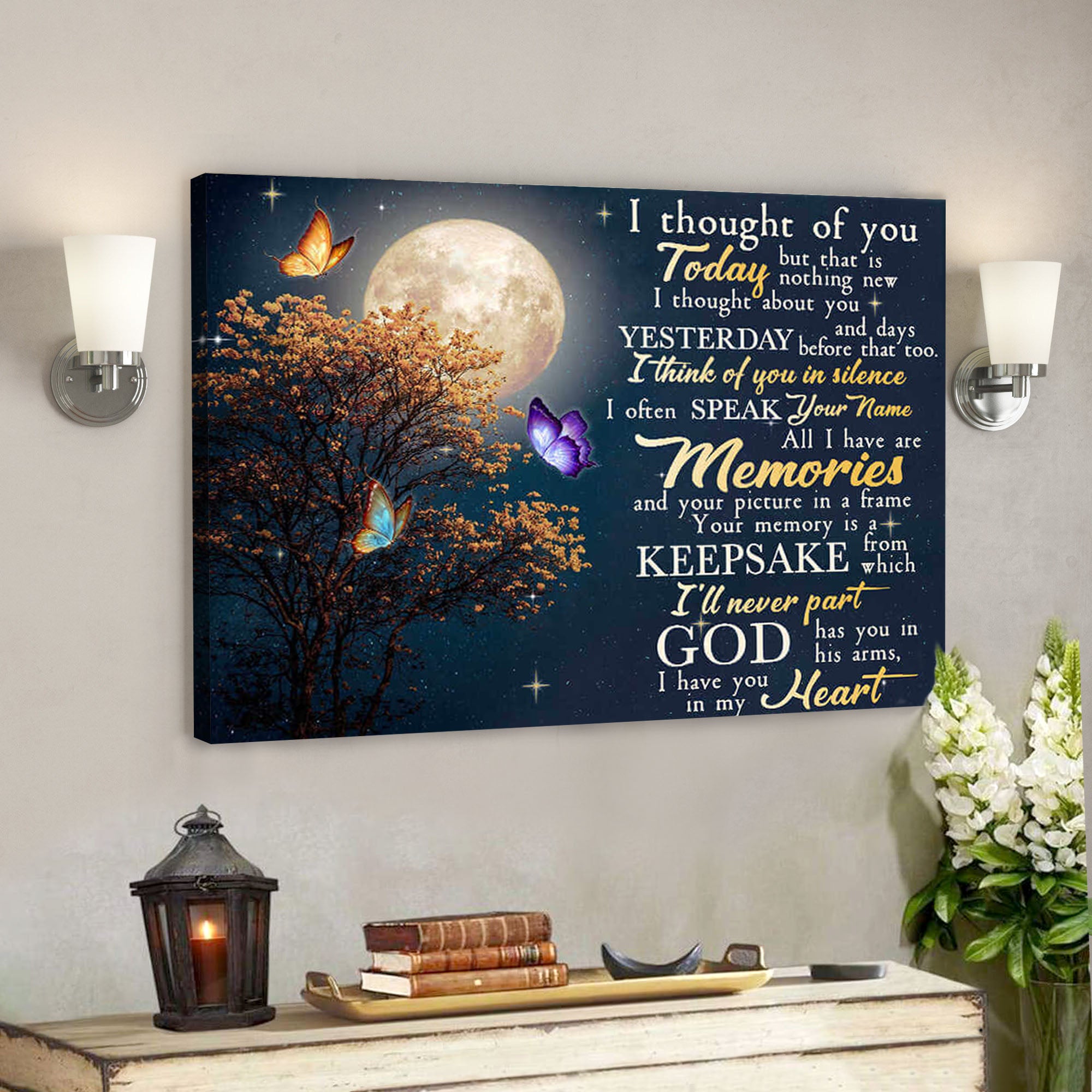 Butterfly – I Thought Of You – Bible Verse Canvas – Scripture Canvas Wall Art