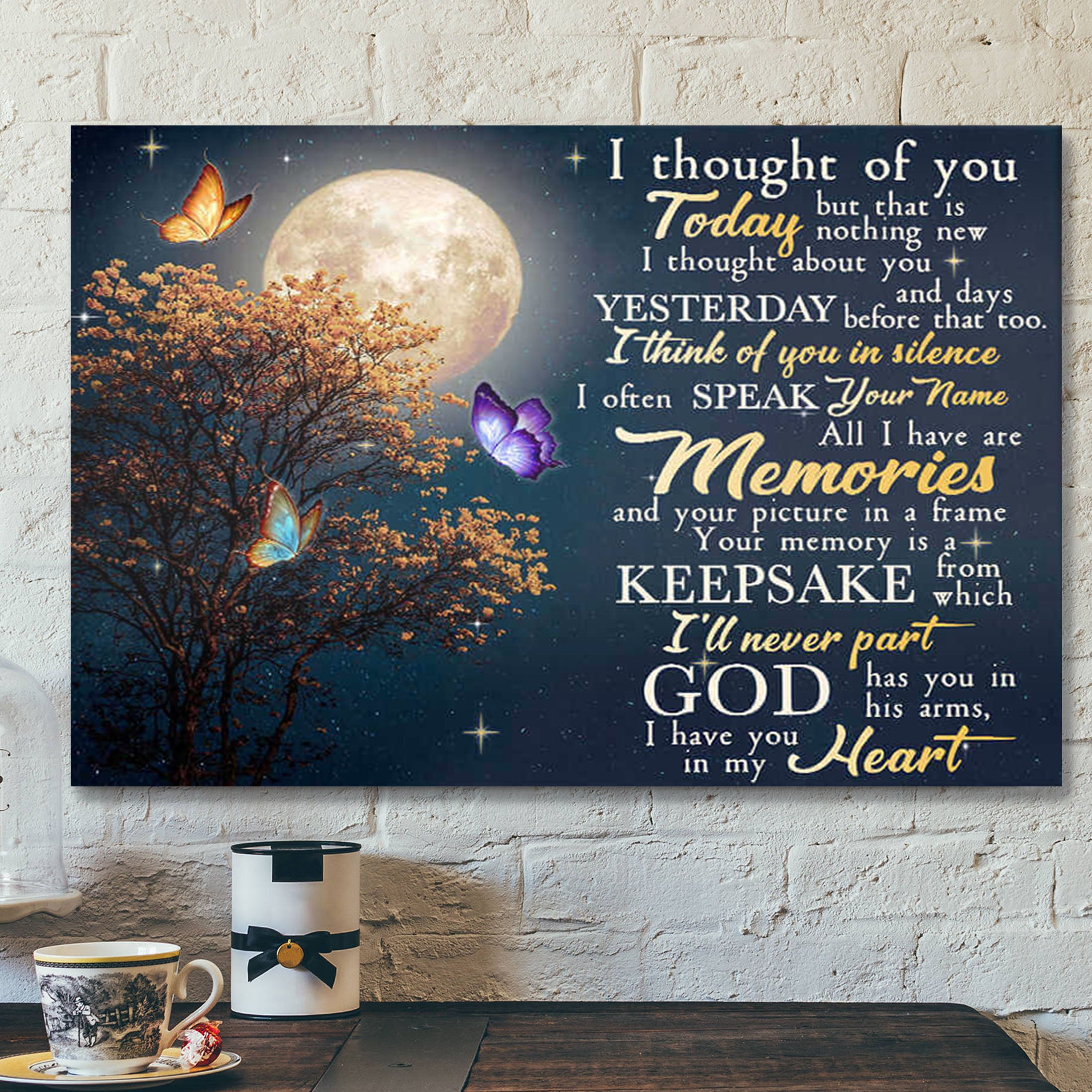 Butterfly – I Thought Of You – Bible Verse Canvas – Scripture Canvas Wall Art