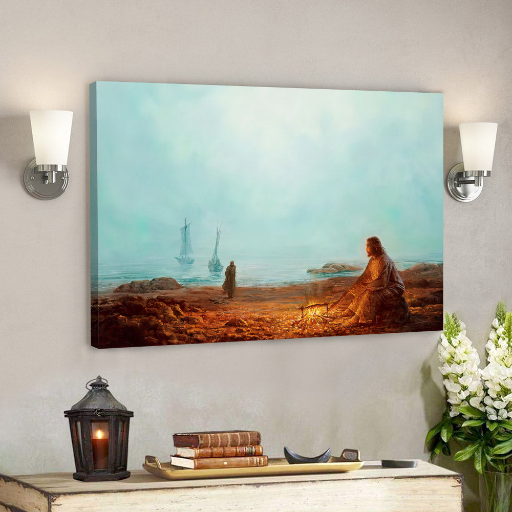 By The Shore Canvas – Jesus Canvas Painting – Christian Wall Art – Religious Canvas Painting – Christian Canvas Wall Art – Christian Gift