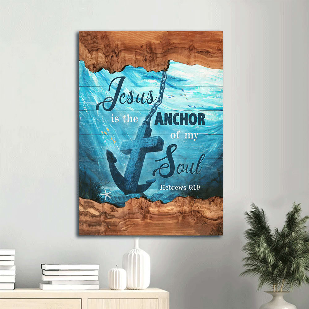 Canvas Anchor Painting Blue Ocean God Wood Artwork Jesus Is The Anchor Of My Soul Canvas Wall Art – Christian Wall Decor