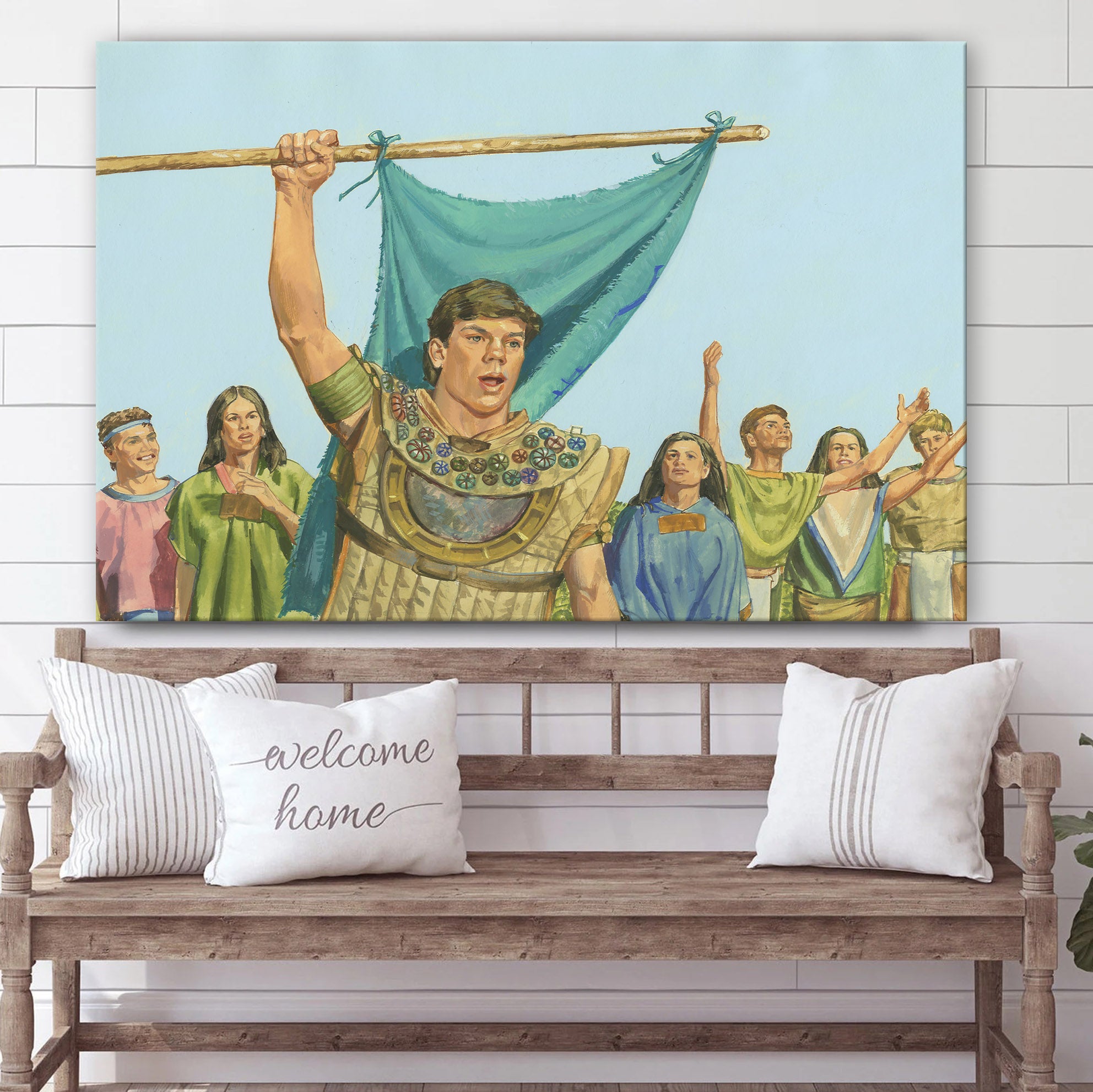 Captain Moroni Raises The Title Of Liberty Canvas Pictures – Christian Paintings For Home – Religious Canvas Wall Decor