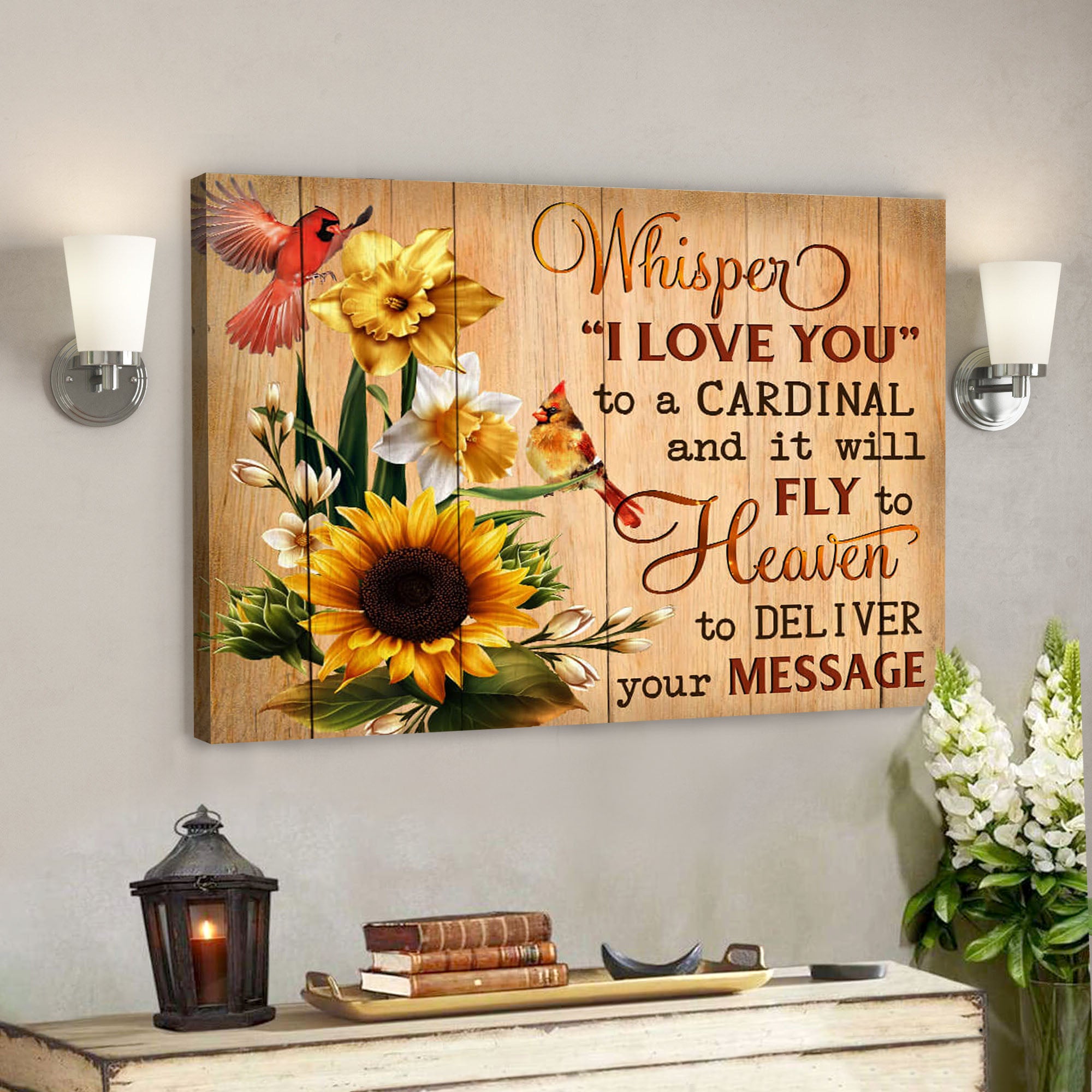 Cardinal – Whisper I Love You – Bible Verse Canvas – Scripture Canvas Wall Art