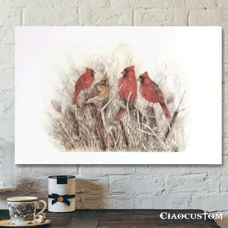 Cardinal Bird Painting – Jesus Poster – Jesus Canvas – Christian Canvas Wall Art – Christian Gift