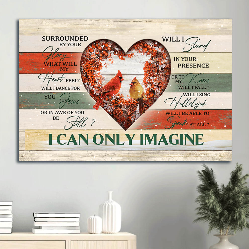 Cardinal Couple Christmas Theme I Can Only Imagine Canvas Wall Art – Christian Wall Decor