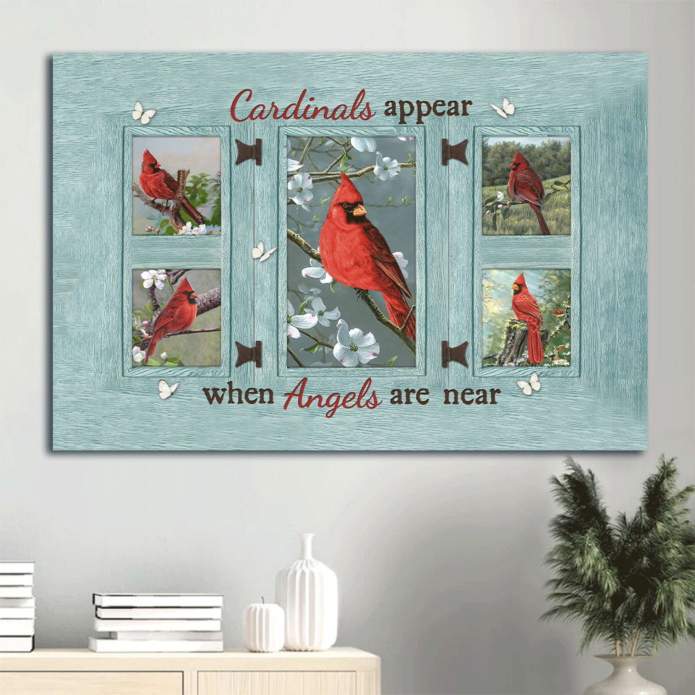 Cardinal Faith God Beautiful Cardinal Canvas Spring Painting Cardinals Appear When Angels Are Near Framed Canvas Wall Art – Christian Wall Decor