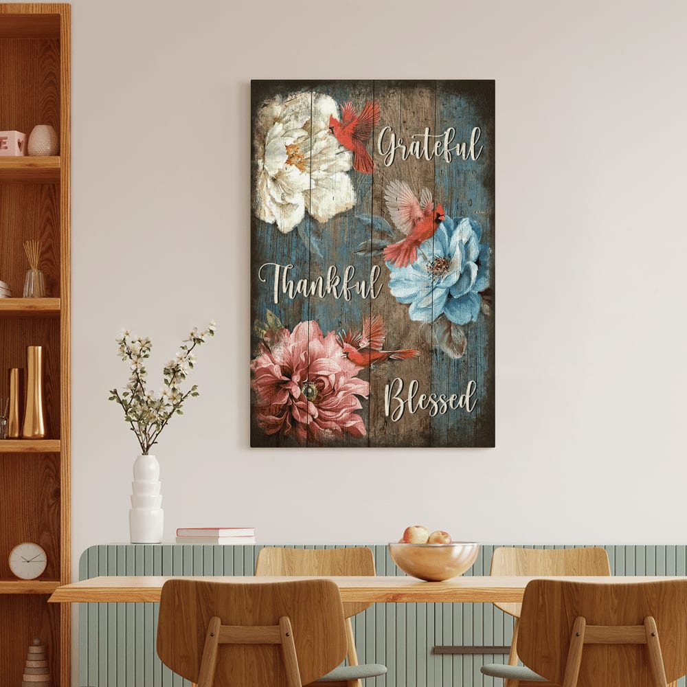 Cardinal Grateful Thankful Blessed Jesus Canvas Posters – Christian Wall Posters – Religious Wall Decor