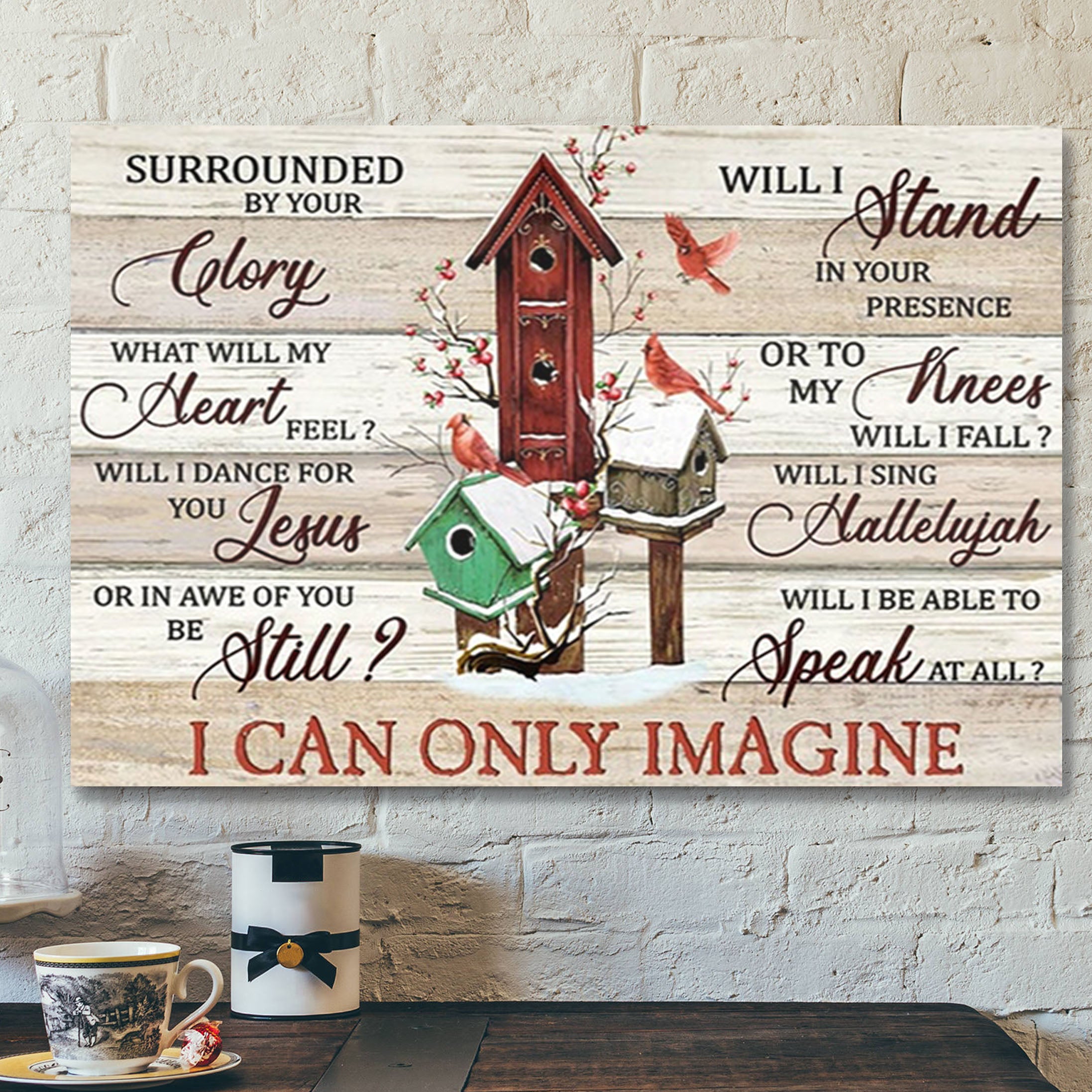 Cardinal – I Can Only Imagine Frozen Cranberry Canvas – Bible Verse Canvas – Jesus Canvas – Scripture Canvas Wall Art