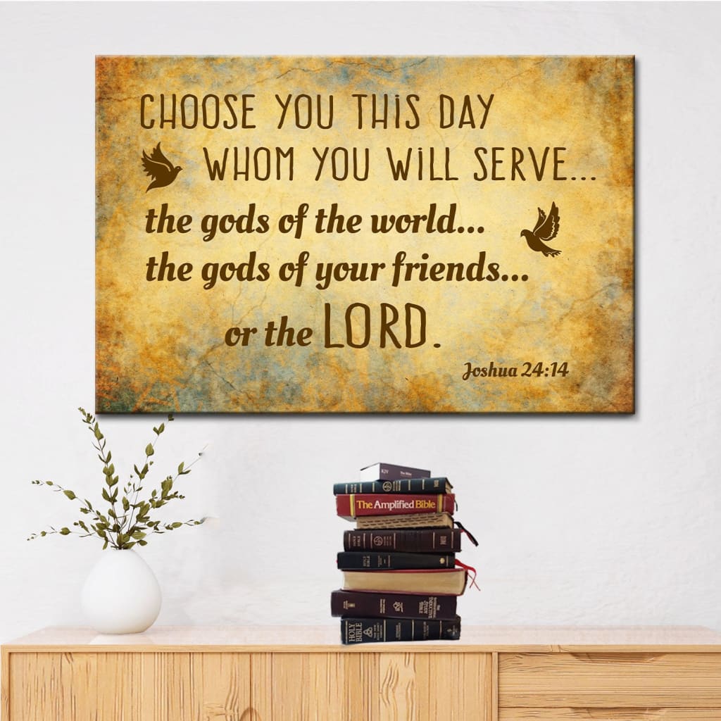 Choose You This Day Joshua 2414 Bible Verse Wall Art Canvas Print – Religious Wall Decor