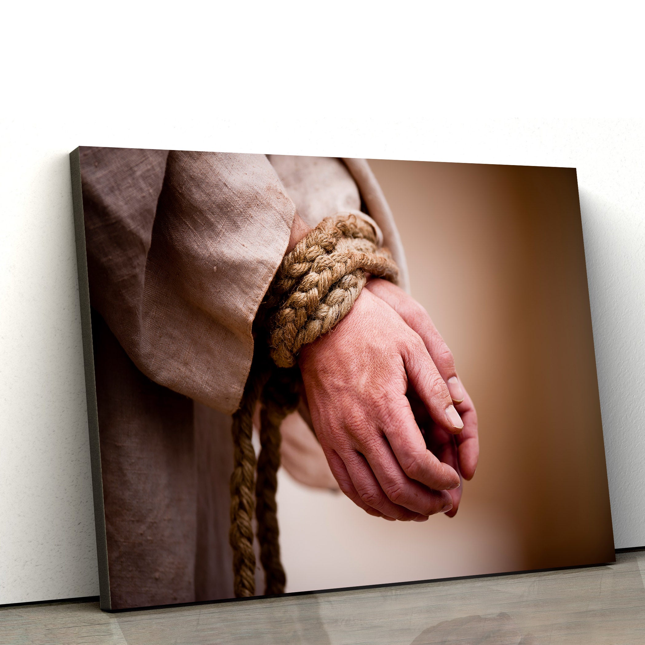 Christ’s Hands Being Bound Canvas Wall Art – Easter Wall Art – Christian Canvas Wall Art