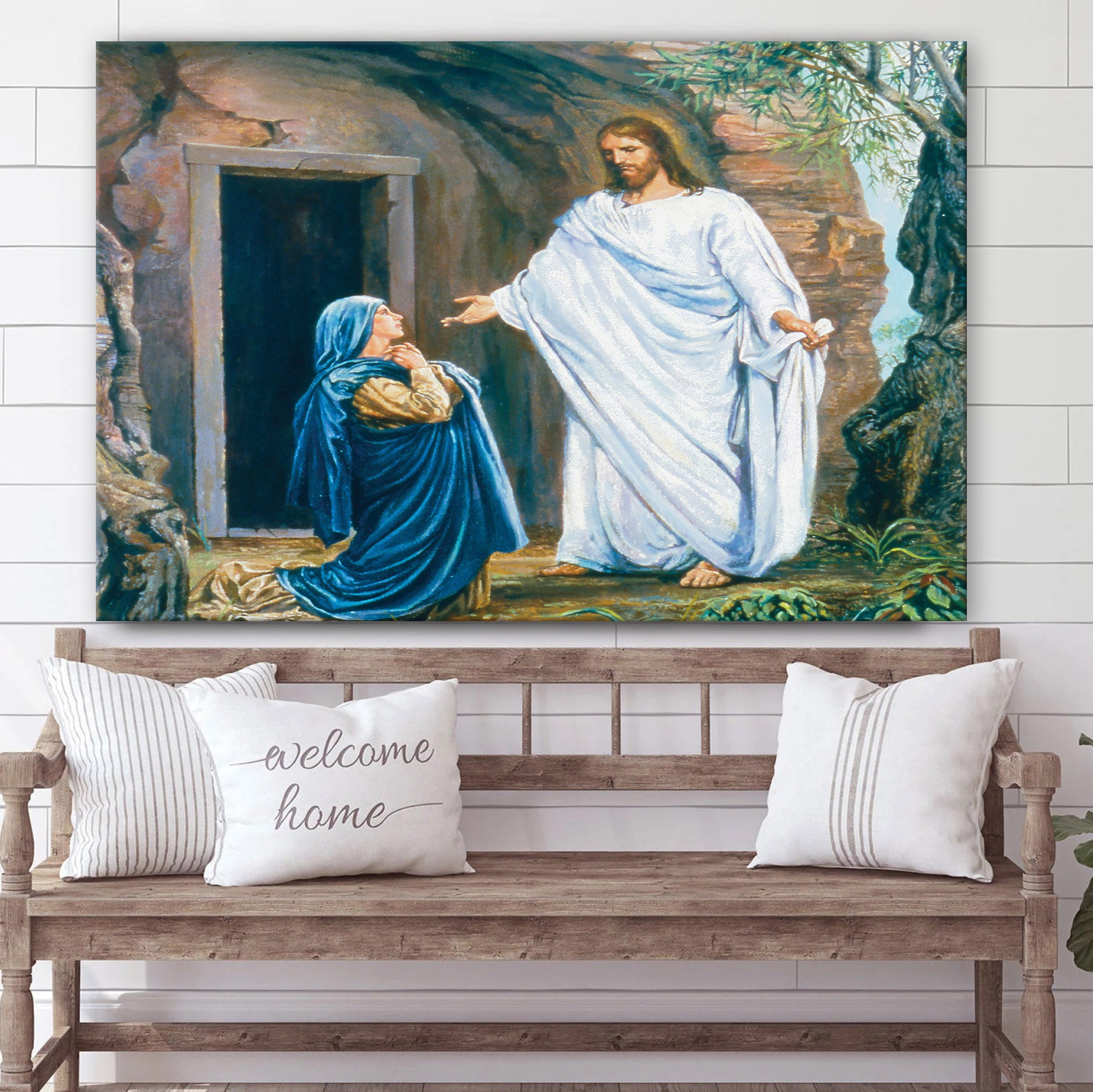 Christ And Mary At The Tomb Art Canvas Pictures – Easter Wall Art – Christian Easter Home Decor