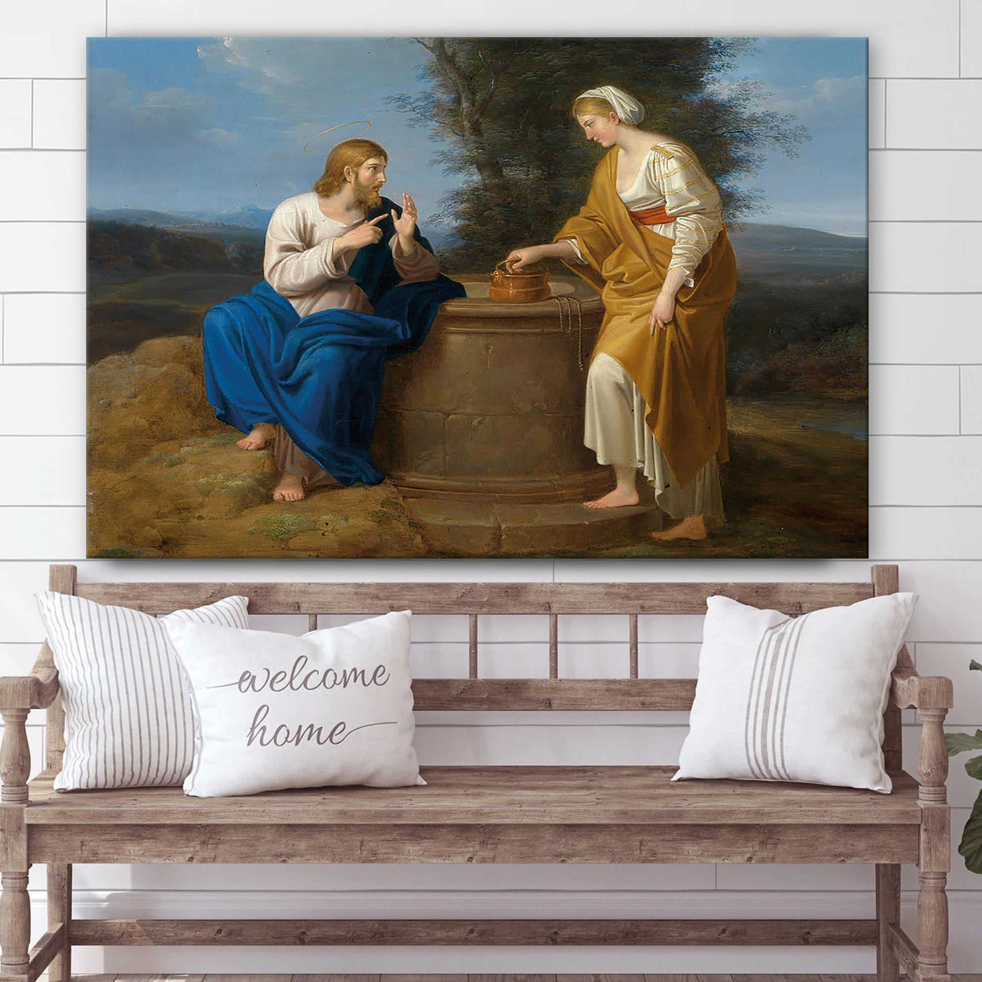 Christ And The Samaritan Woman At The Well Canvas Pictures – Jesus Canvas Pictures – Christian Wall Art