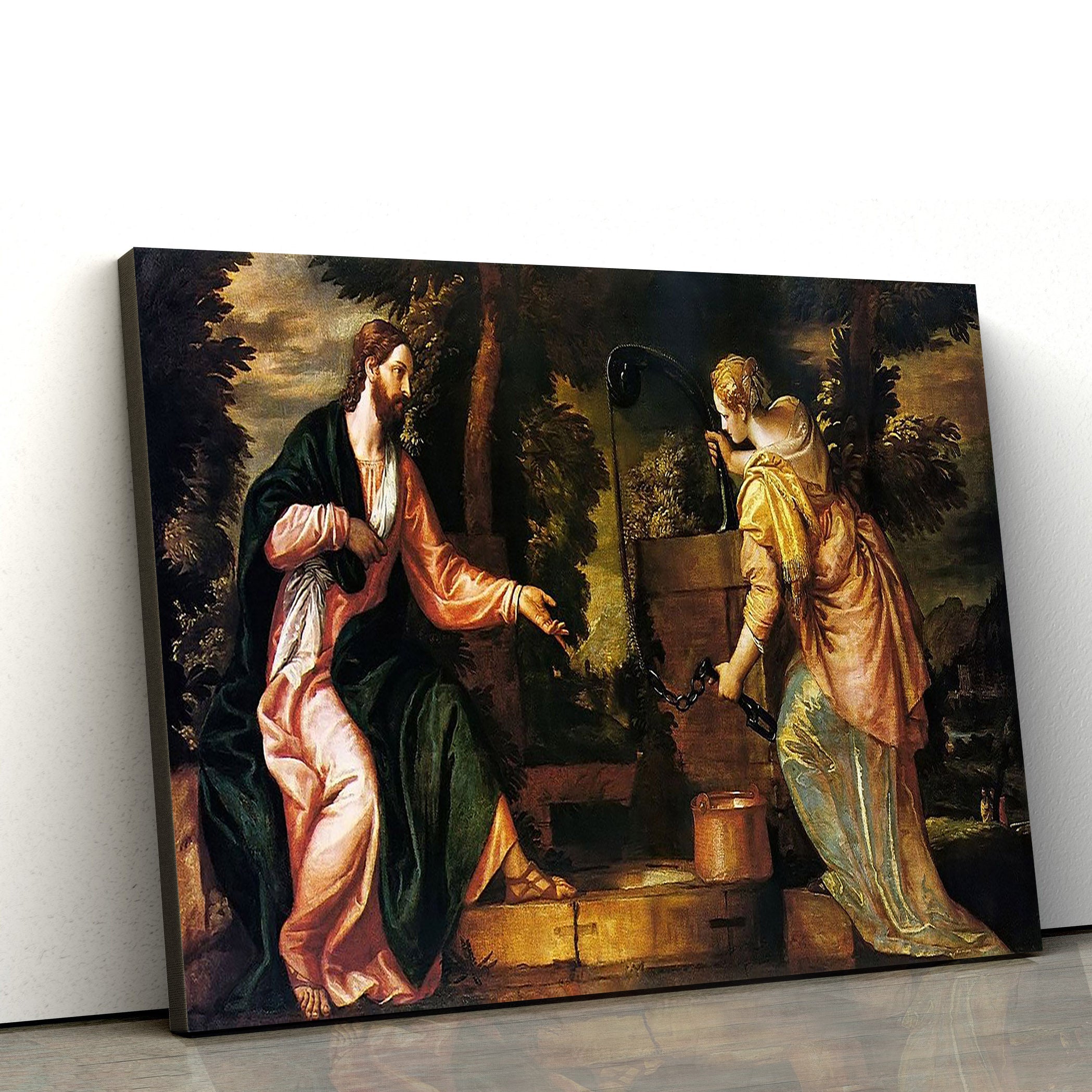 Christ And The Woman Of Samaria Canvas Pictures – Jesus Christ Canvas Art – Christian Wall Canvas